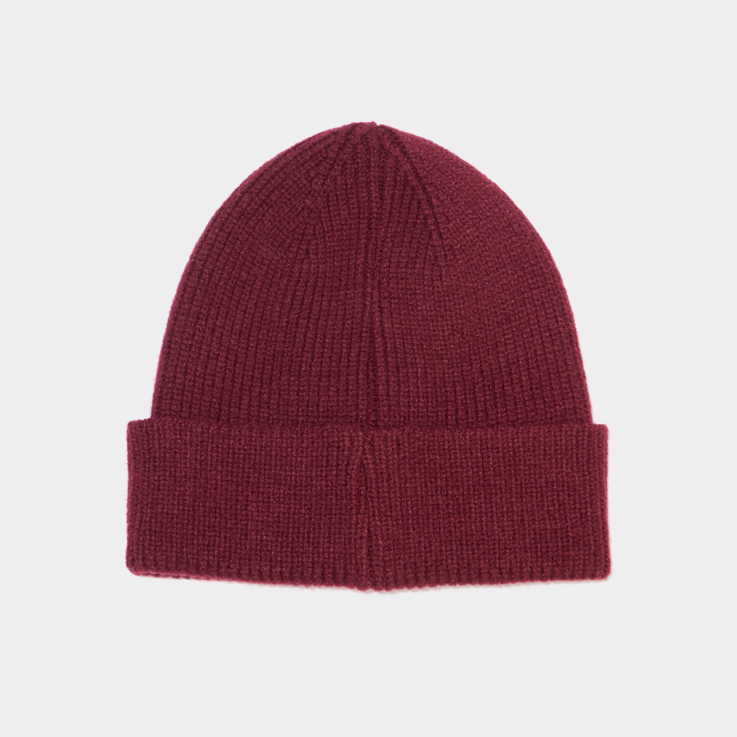 Bonnet tricot&eacute; avec bord &agrave; revers bordeaux femme