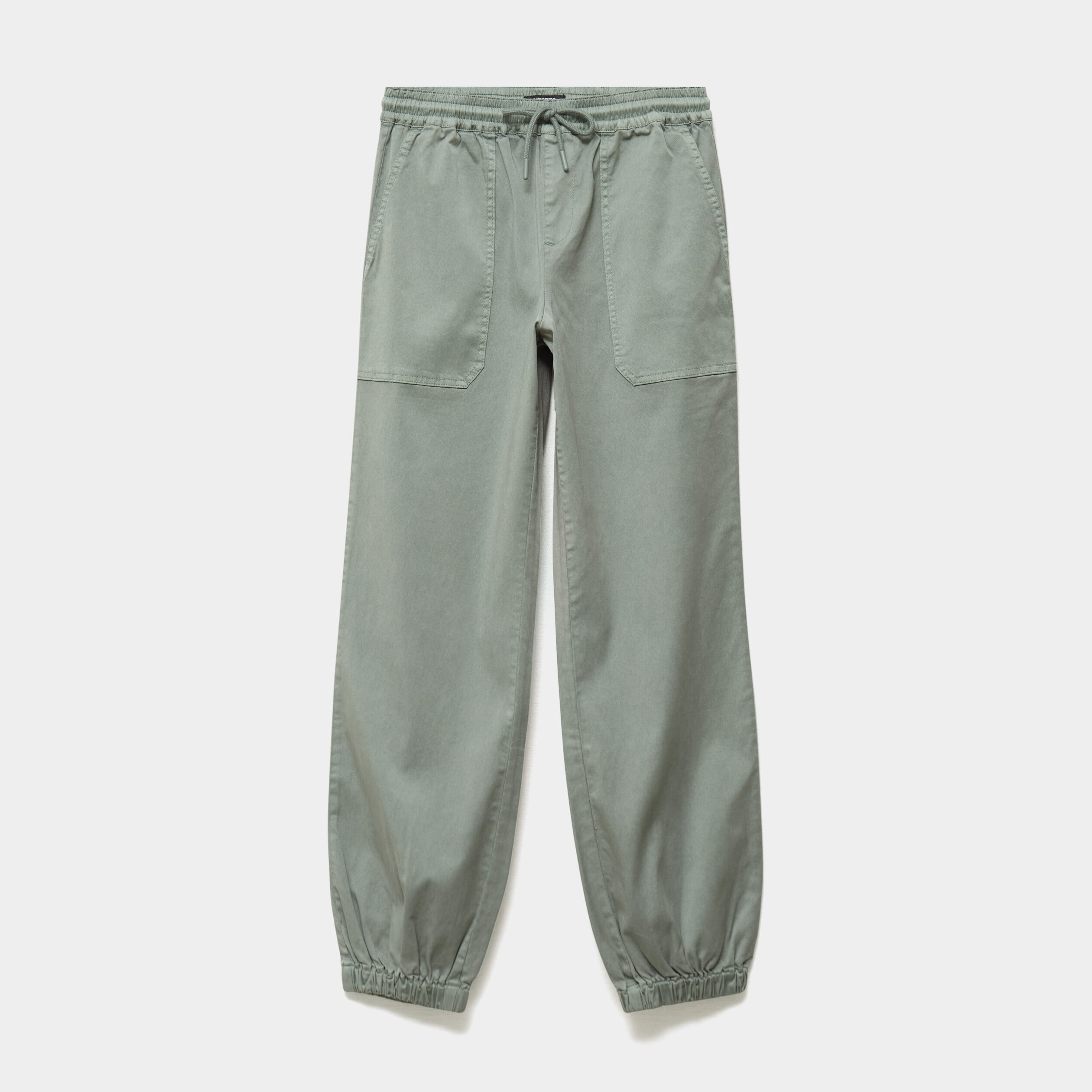 Pantalon molleton cargo droit cropped vert pastel femme