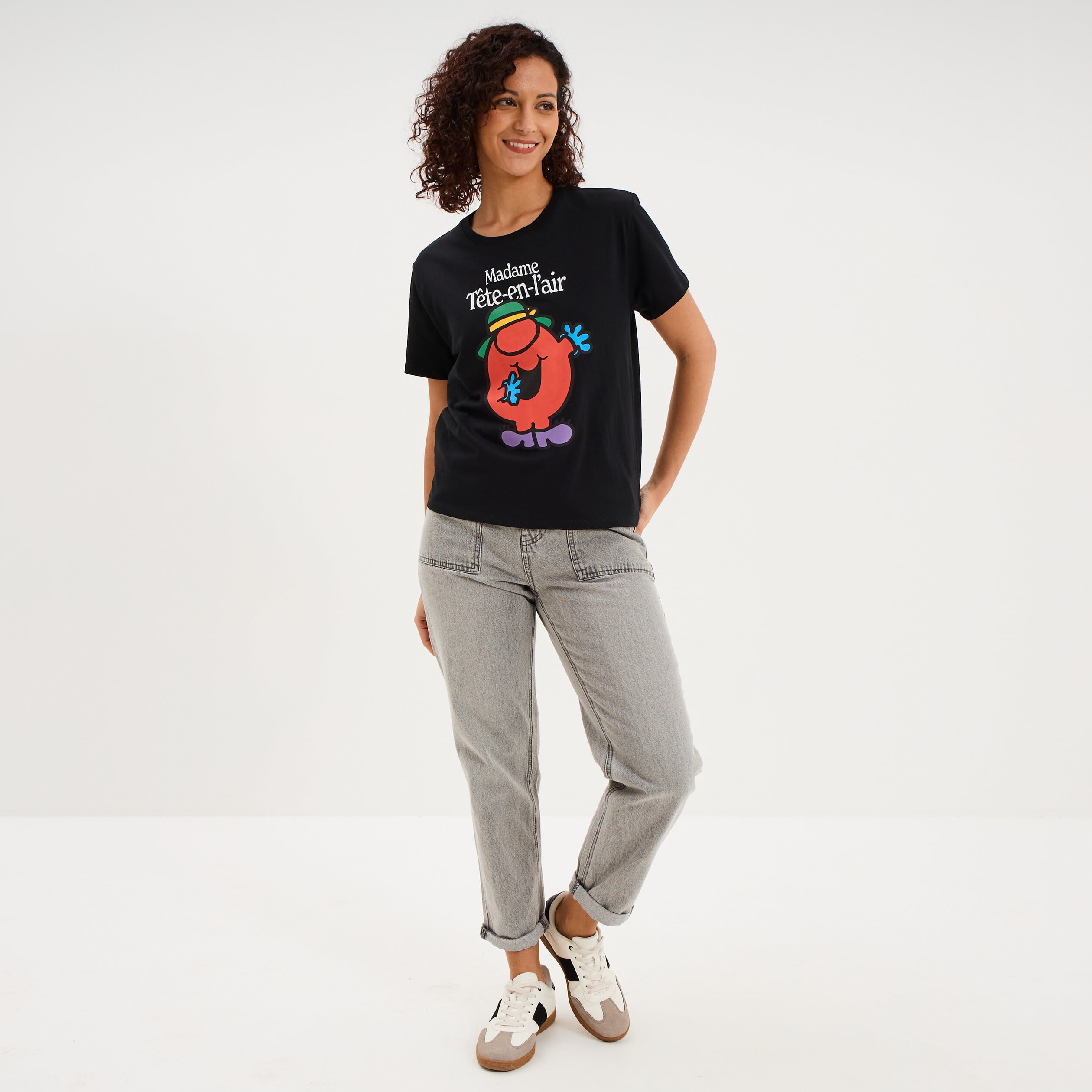 T-shirt madame t&ecirc;te-en-l'air noir femme