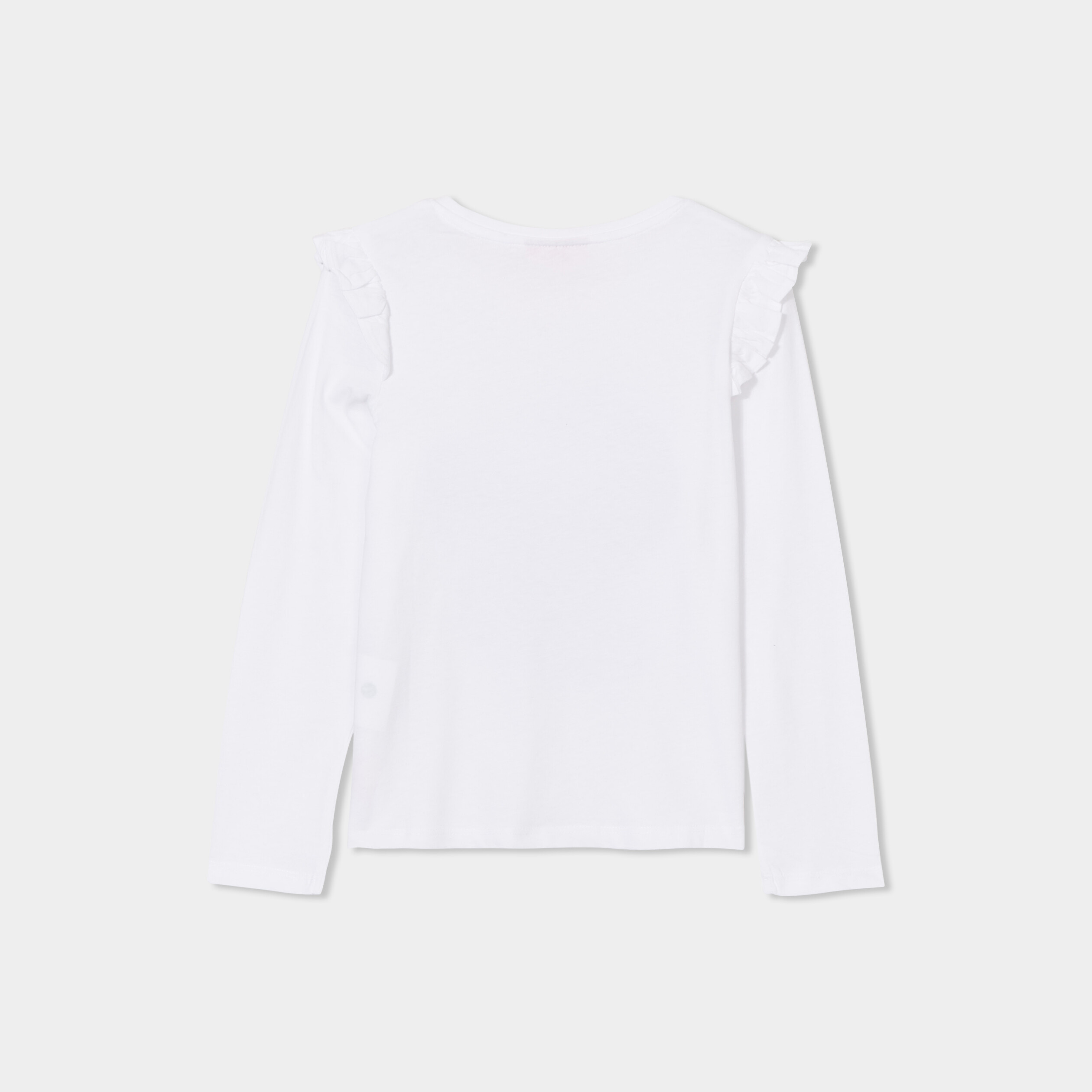 t shirt a sequins et volants coton ivoire fille T-shirt à sequins et volants coton ivoire fille