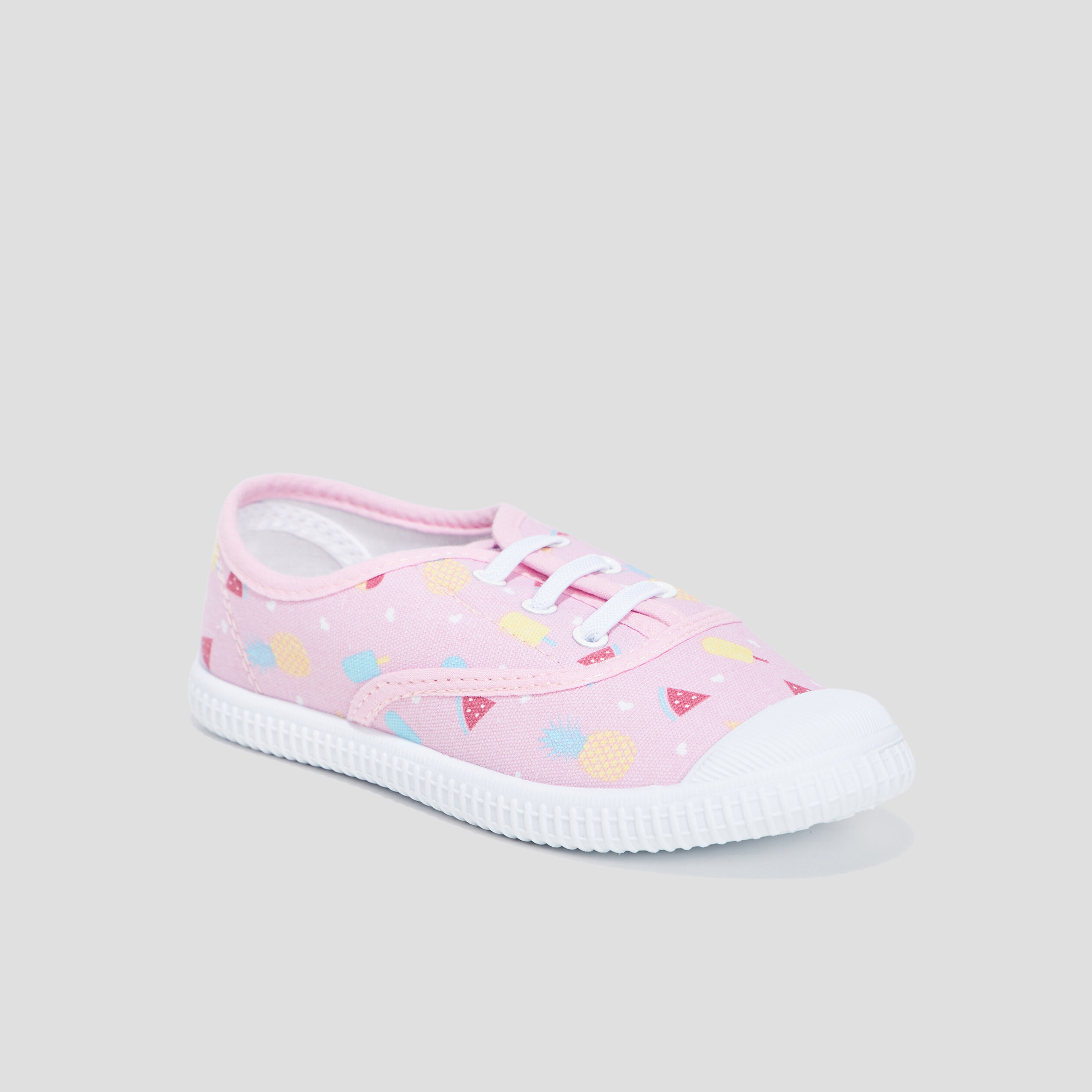 tennis en toile a lacets rose fille Tennis en toile à lacets rose fille