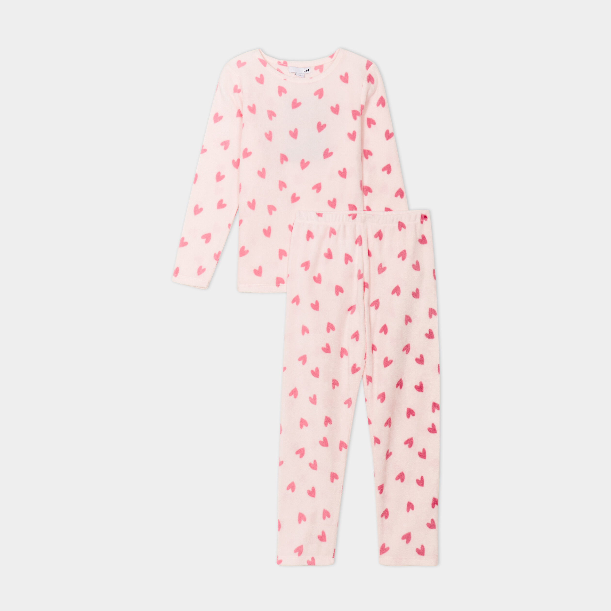 Ensemble pyjama 2 pi&egrave;ces micro polaire rose poudr&eacute;e fille