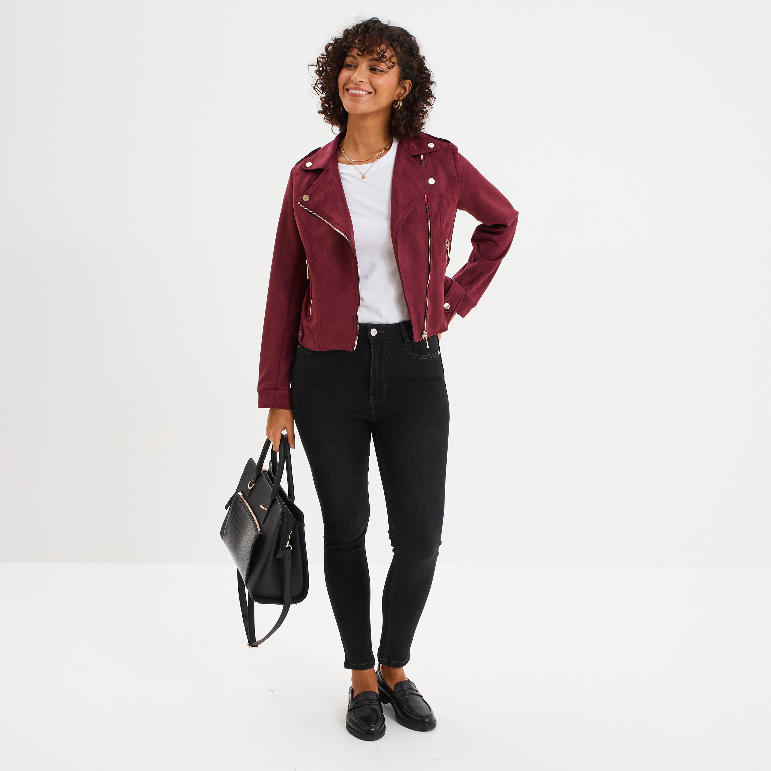 Chemisier Bordeaux Effet Wrap Esprit - Taille 44, Neuf Avec étiquettes, Style Enveloppant