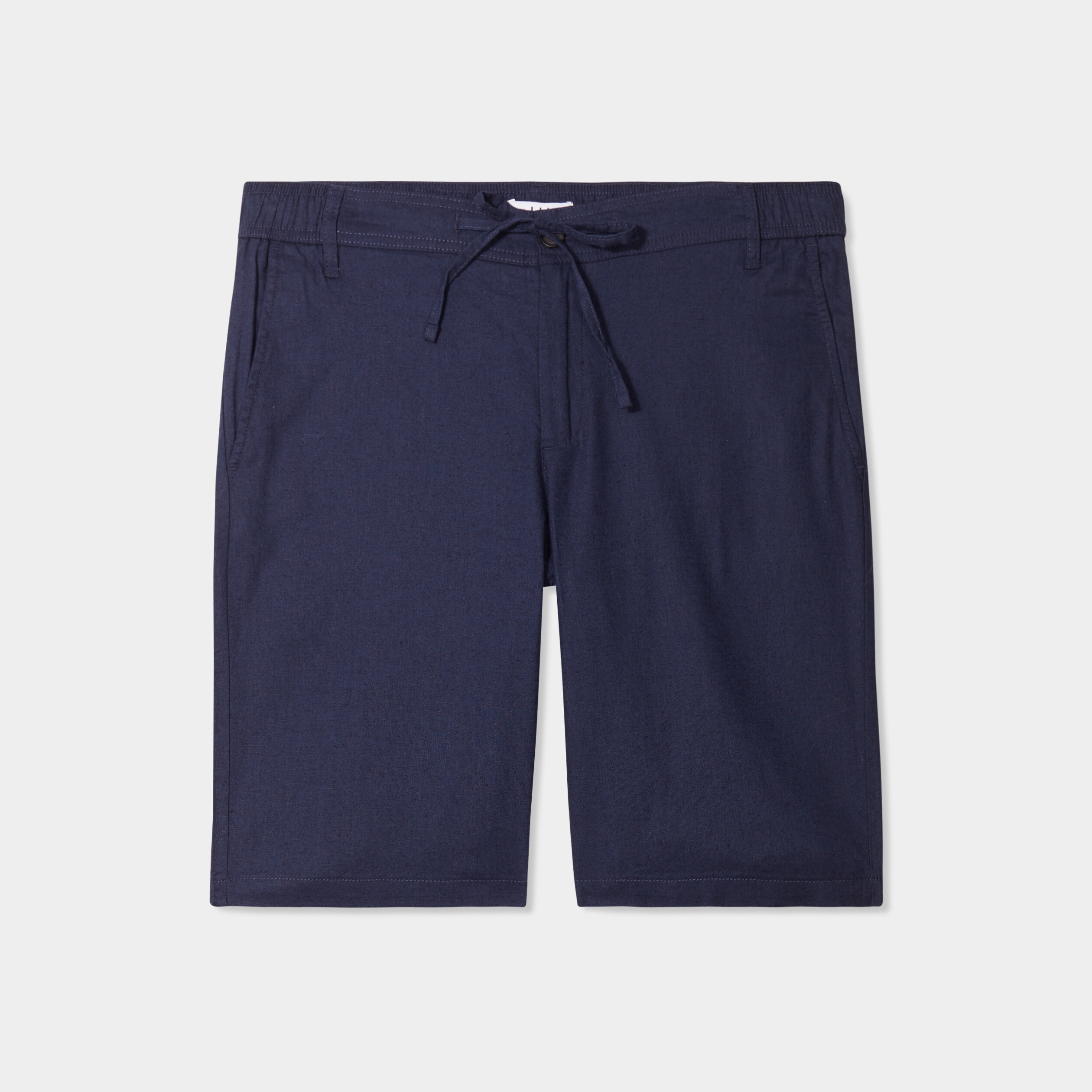 bermuda chino a coulisse lin melange bleu marine homme Bermuda chino à coulisse lin mélangé bleu marine homme