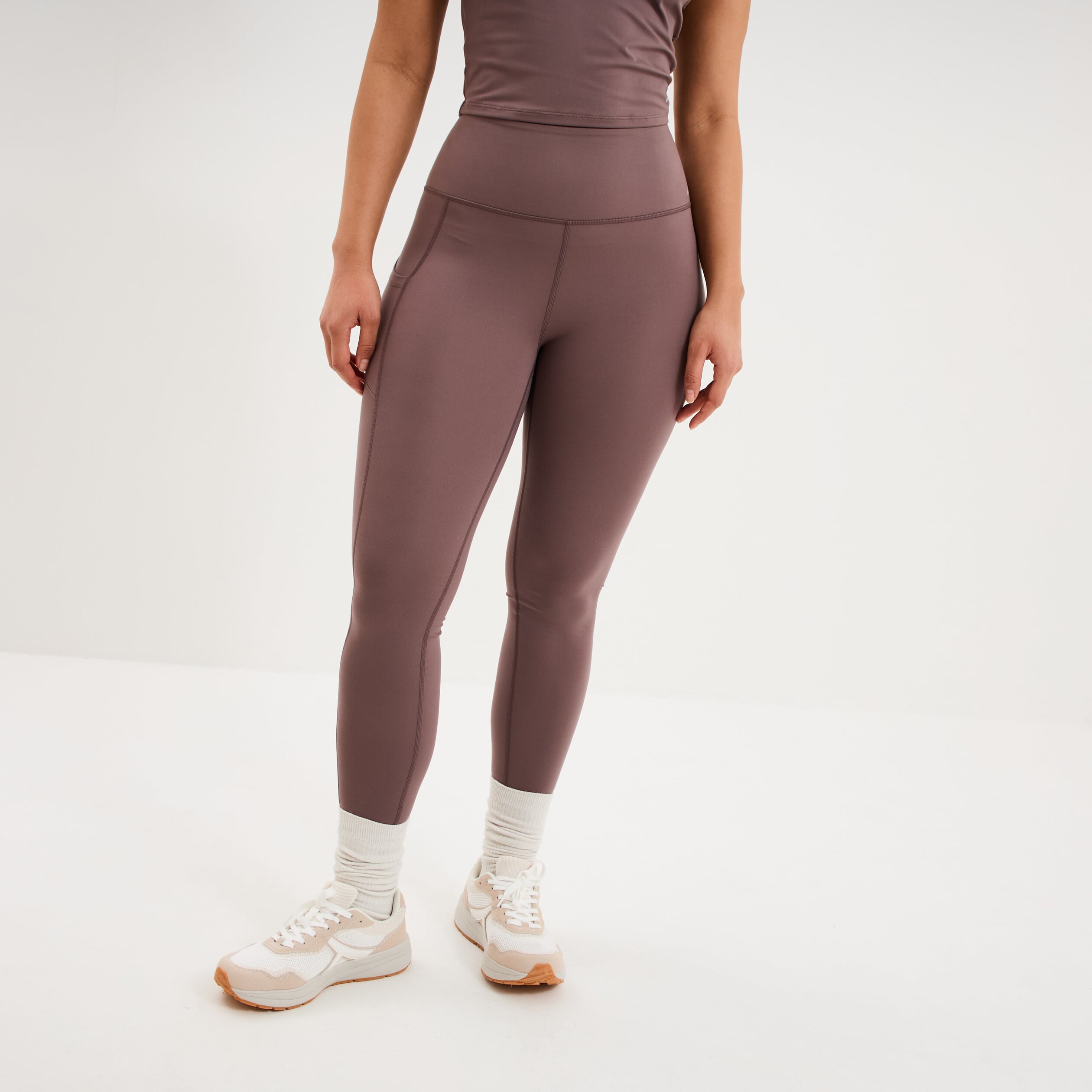 Legging de sport taille haute mauve femme
