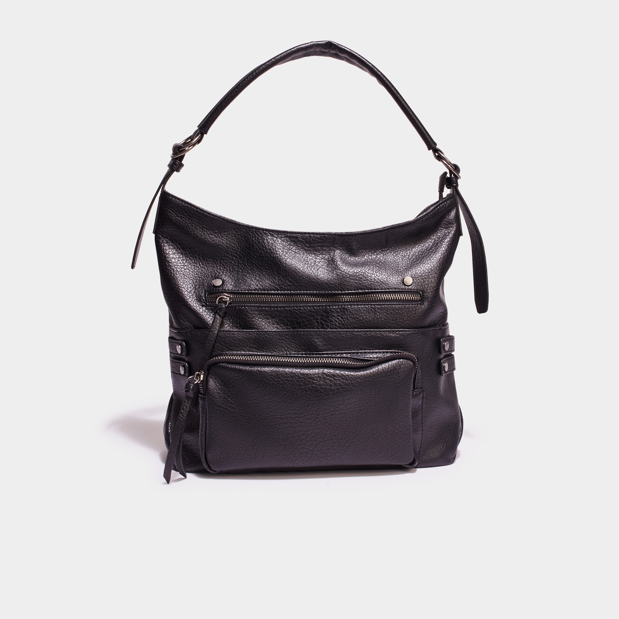Sac port?�-?�paule d?�tails zipp?�s noir femme | La Halle