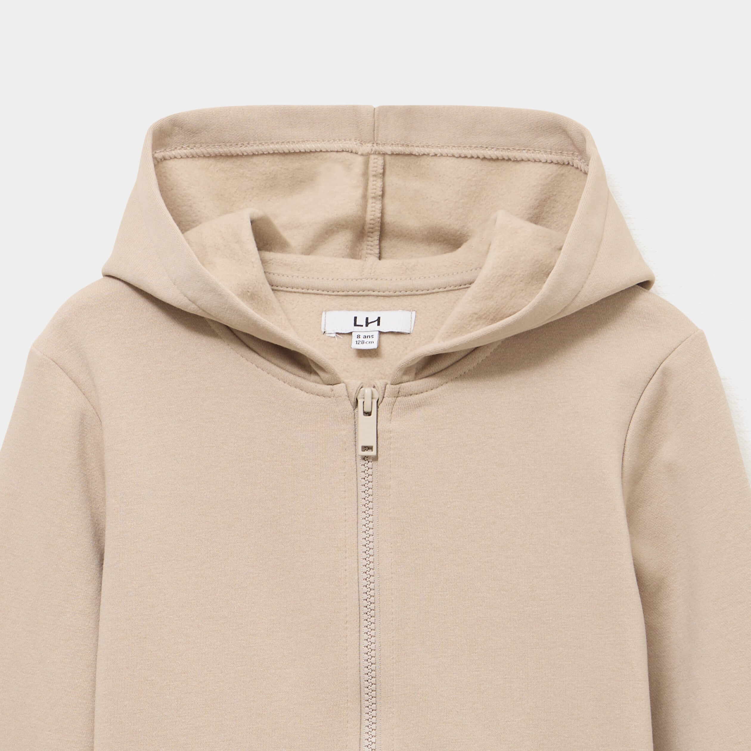 Sweat zipp&eacute; &agrave; capuche en molleton gris fonc&eacute; gar&ccedil;on