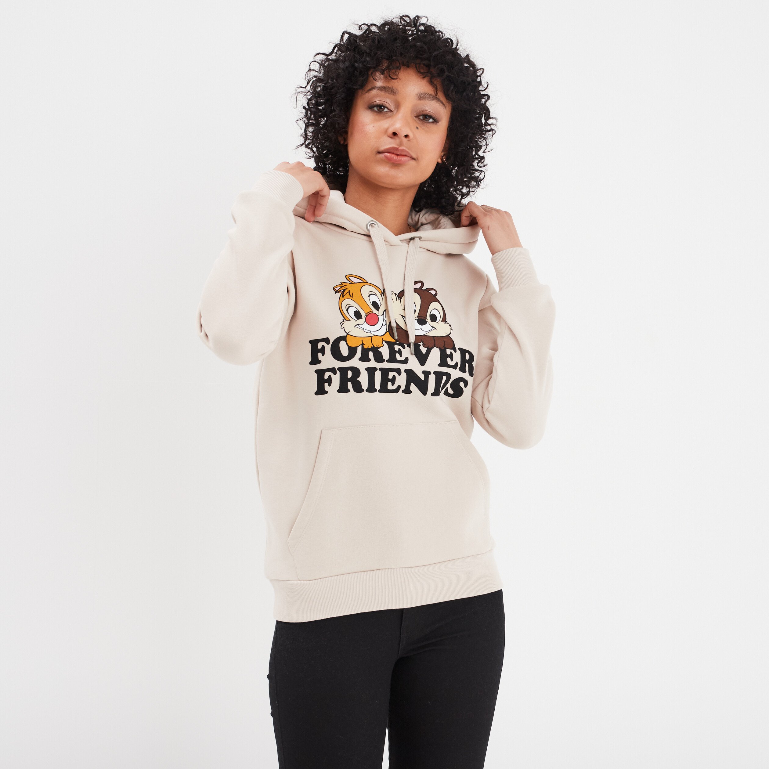 Sweat a capuche hoodie Tic et Tac sable femme