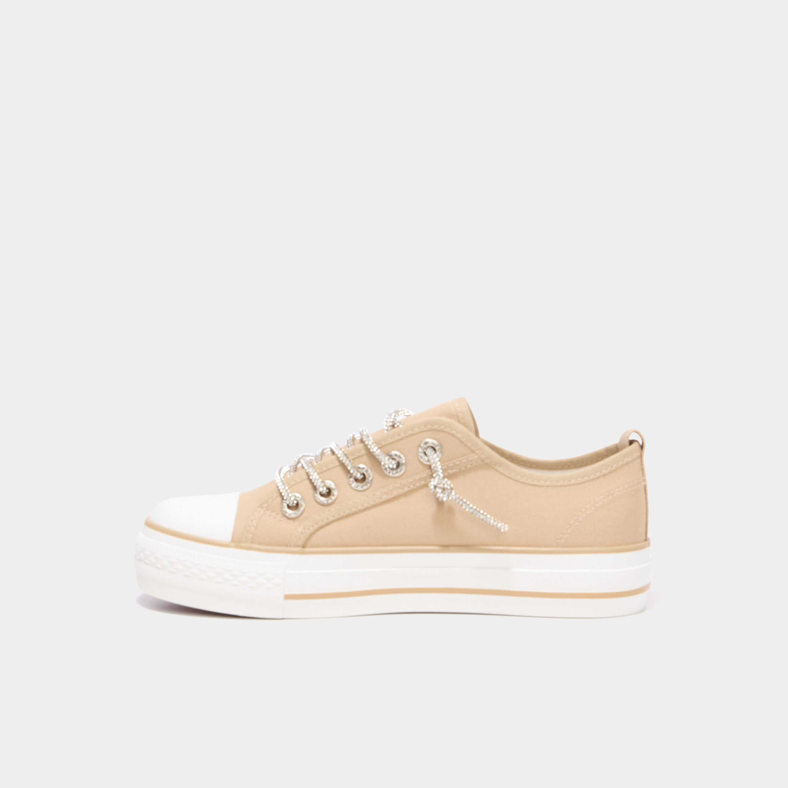 Tennis en toile &agrave; plateforme sable femme