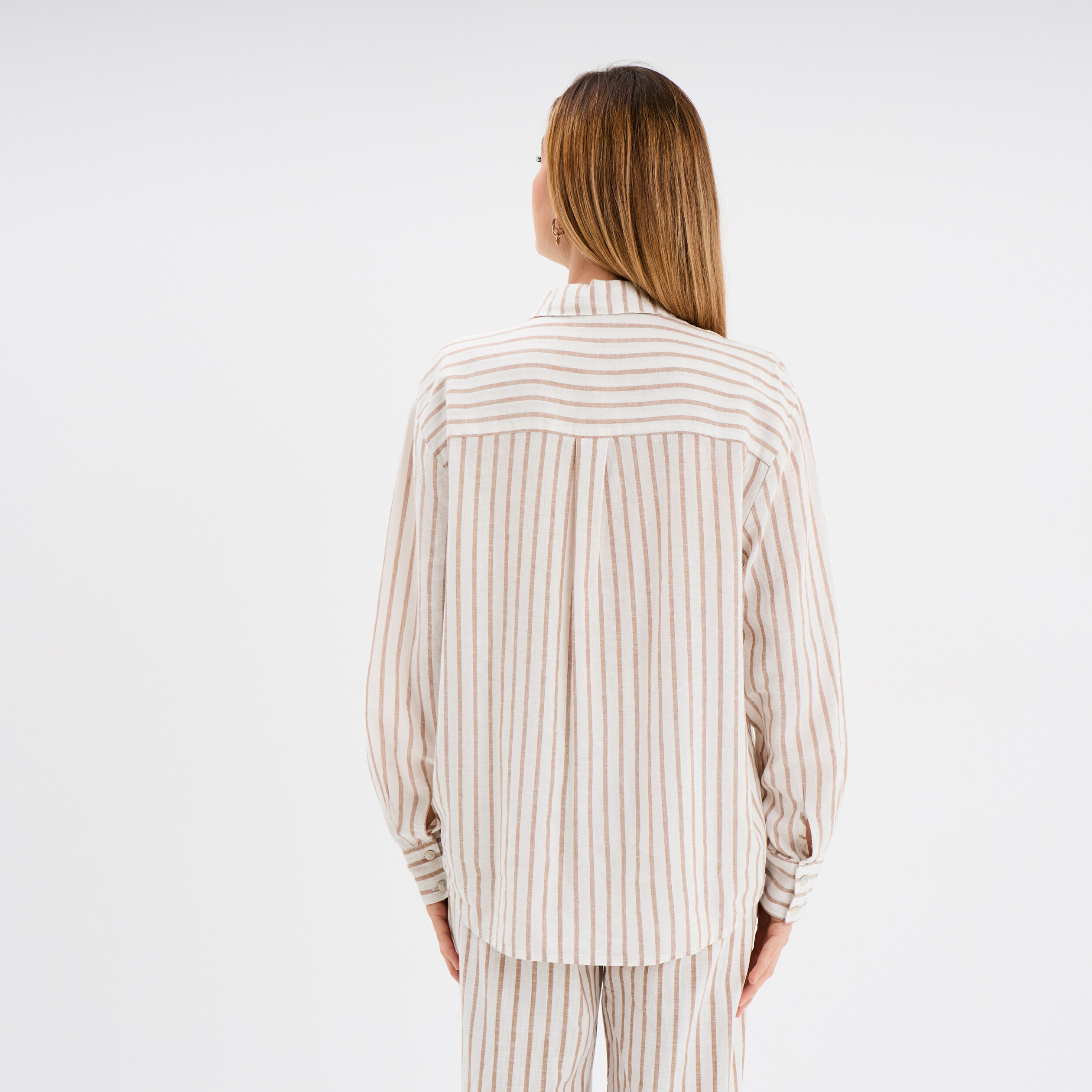 chemise oversize lin melange blanc femme Chemise oversize lin mélangé blanc femme