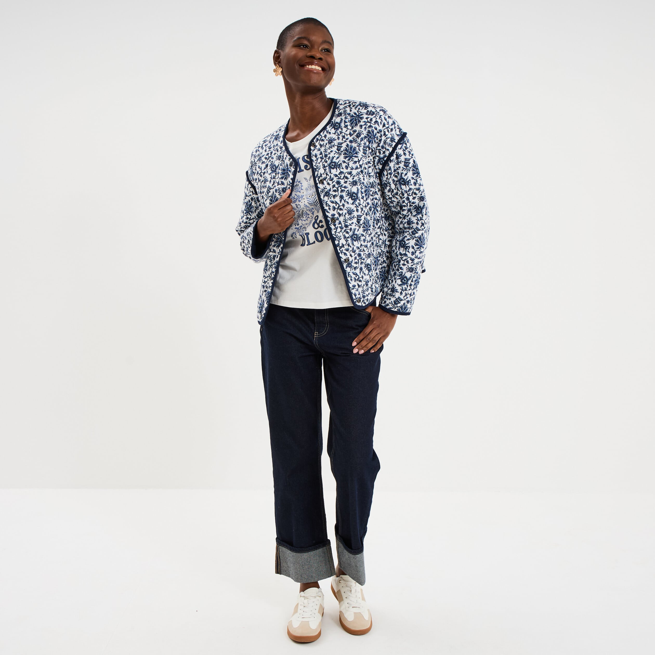 Veste manches longues matelass&eacute;e blanc femme
