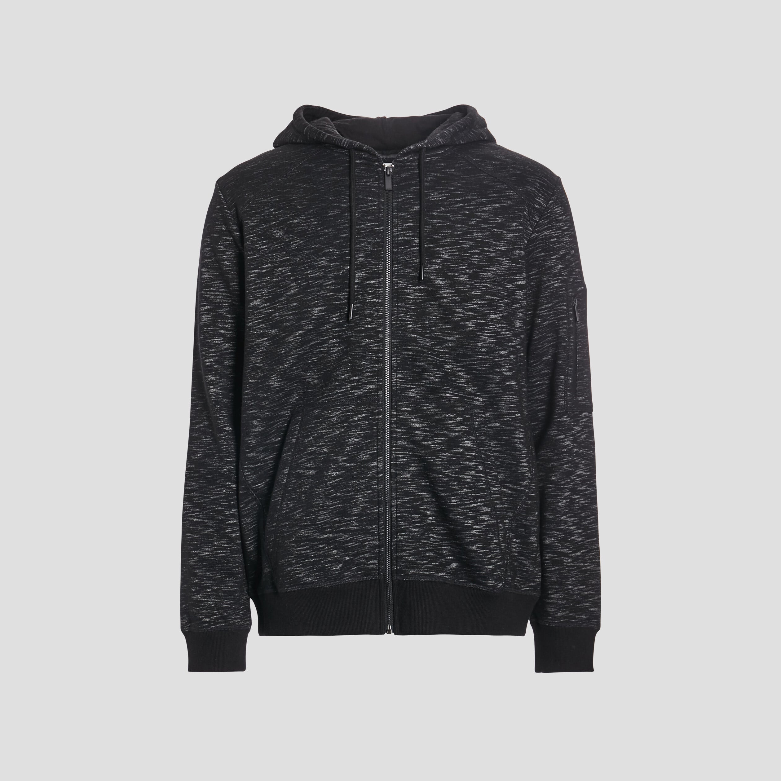 Sweat zipp&eacute; &agrave; capuche en molleton noir homme