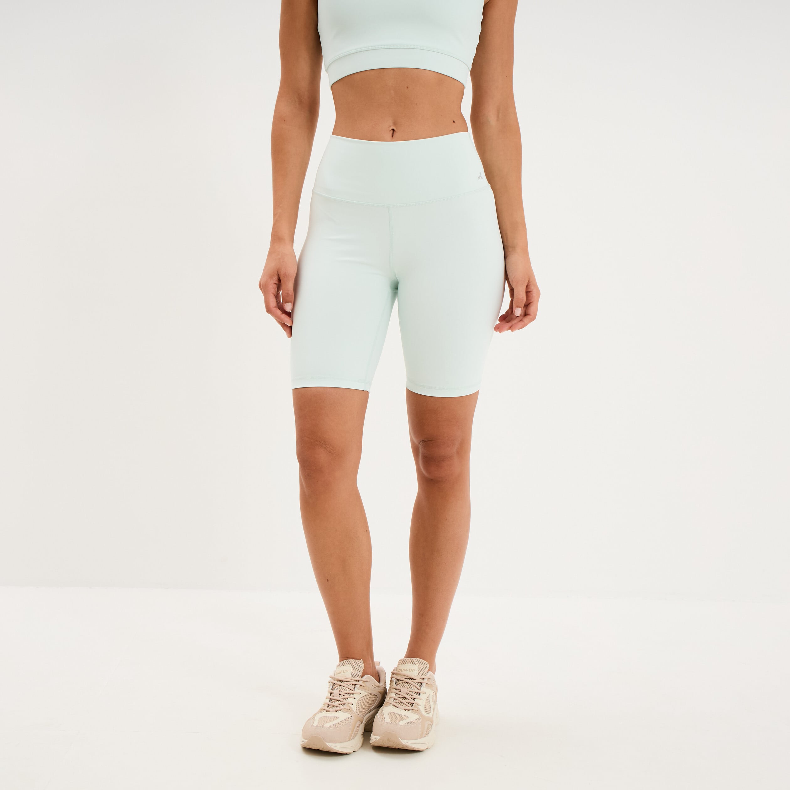 Short cycliste de sport taille haute bleu turquoise femme
