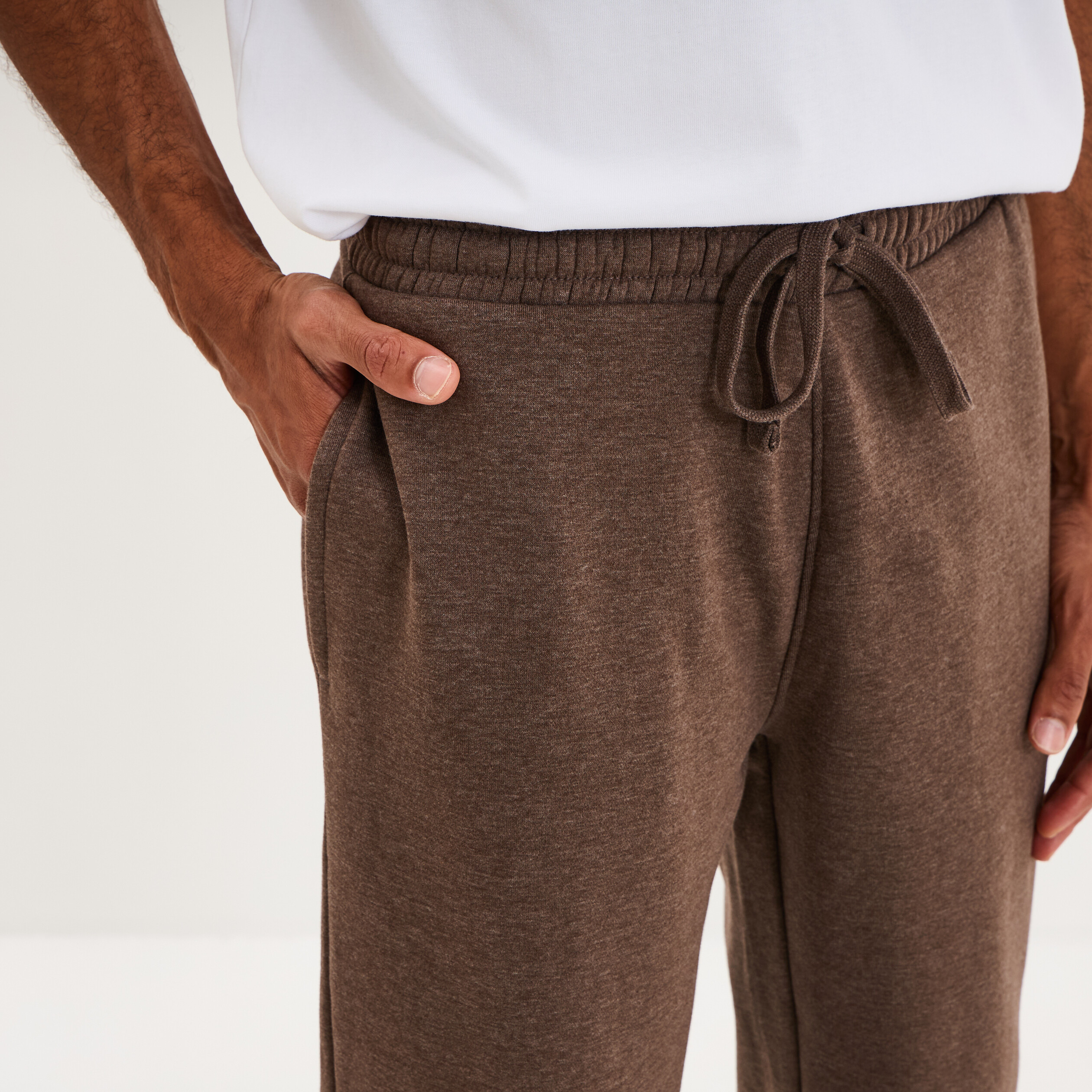 Pantalon jogging droit molleton marron chocolat homme