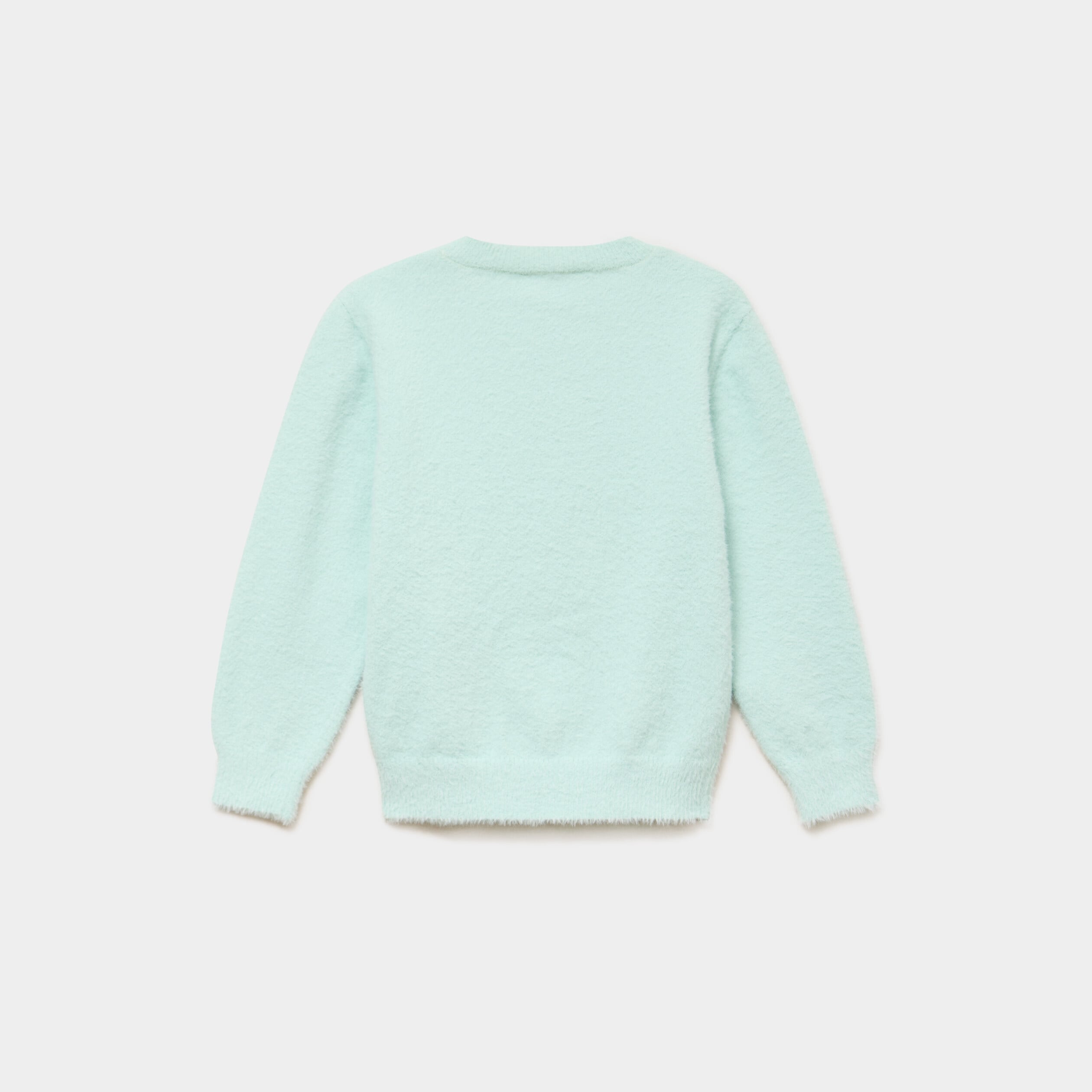 Pull effet duveteux manches longues bleu turquoise fille