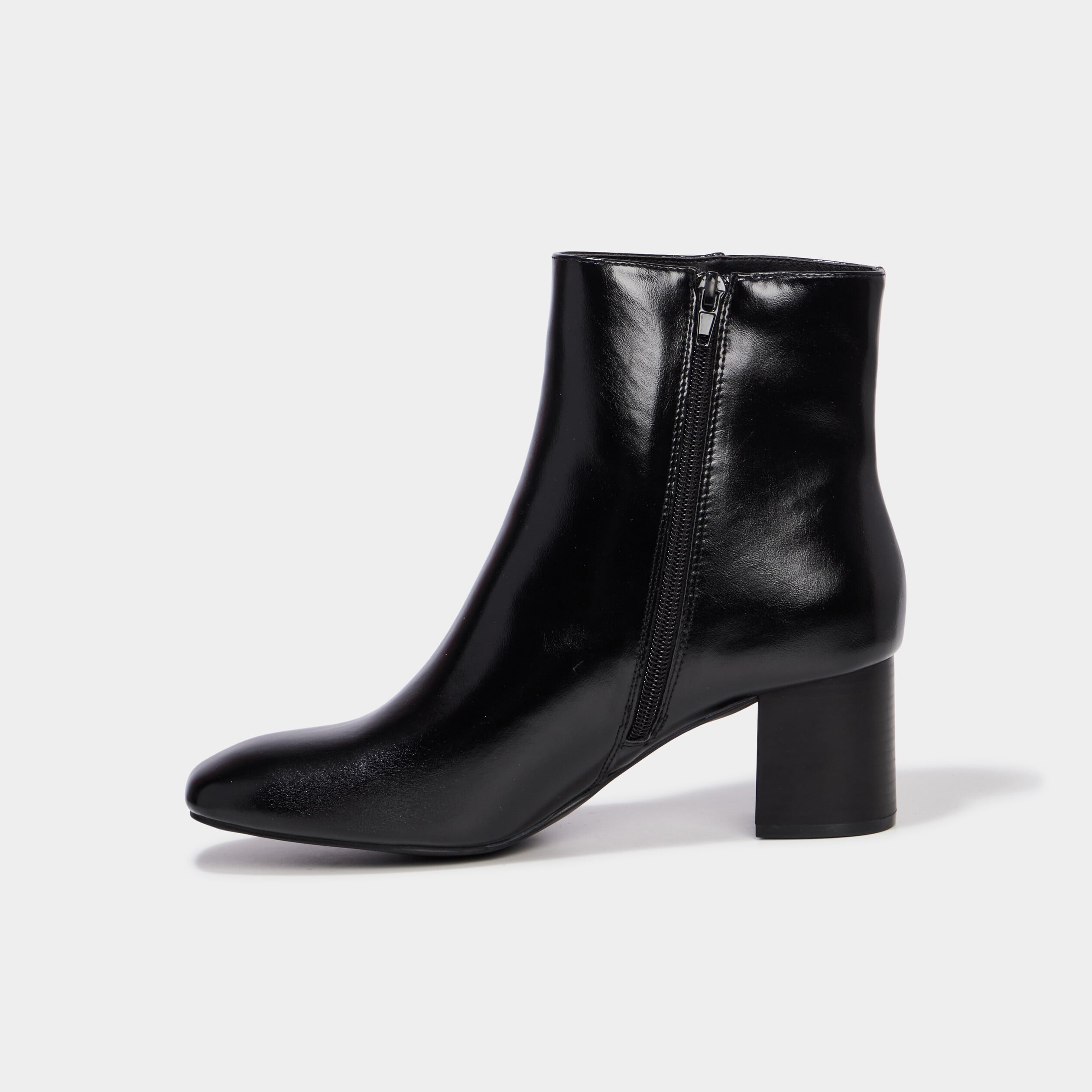 Bottines talon bloc lisses noir femme