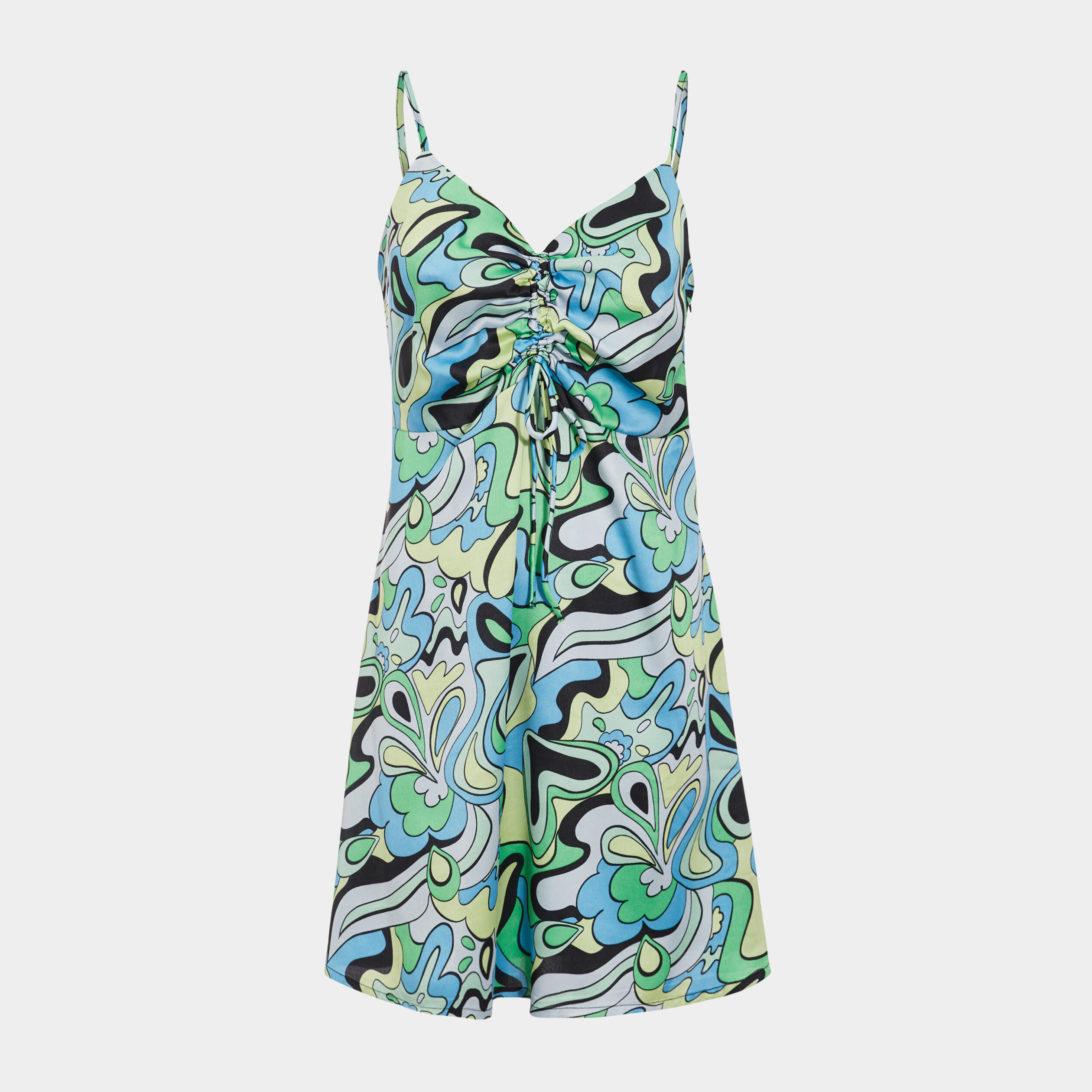 Robe courte ?�vas?�e satin?�e col v bleu femme | La Halle