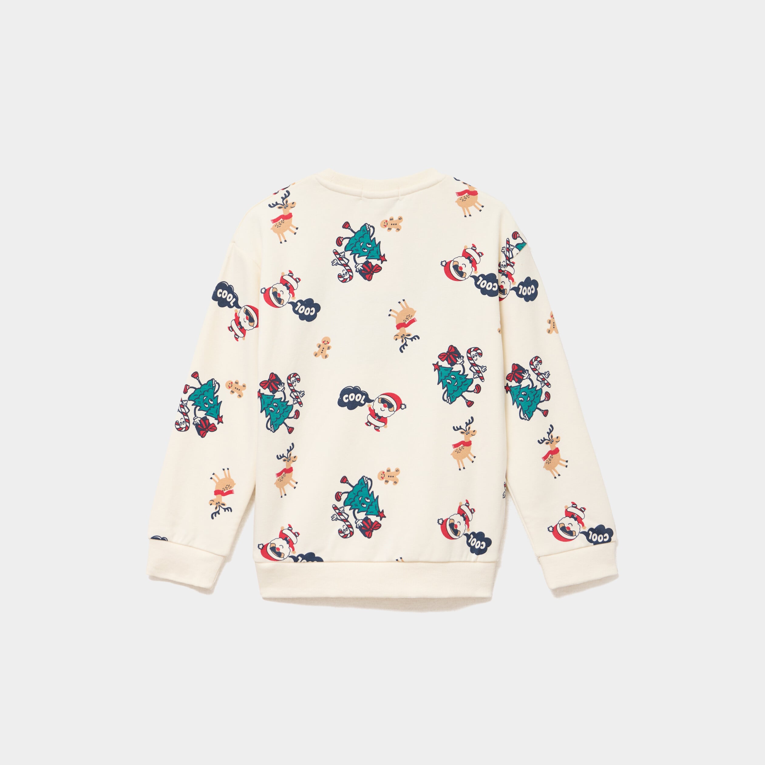 Sweat de No&euml;l col rond ecru gar&ccedil;on