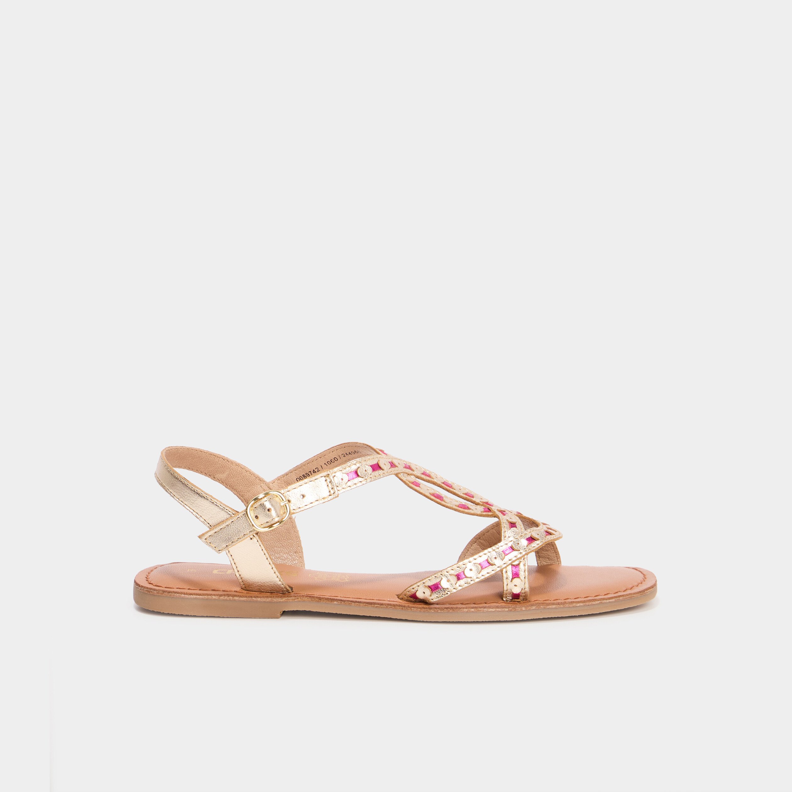 sandales plates en cuir multicolore femme Sandales plates en cuir multicolore femme