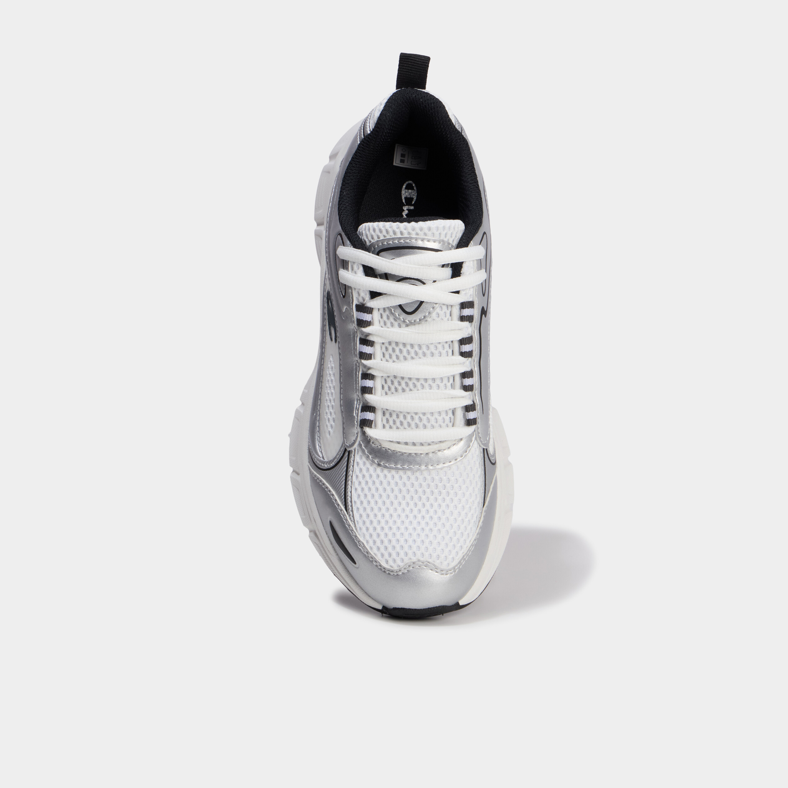 Baskets running &agrave; lacets Champion gris argent femme