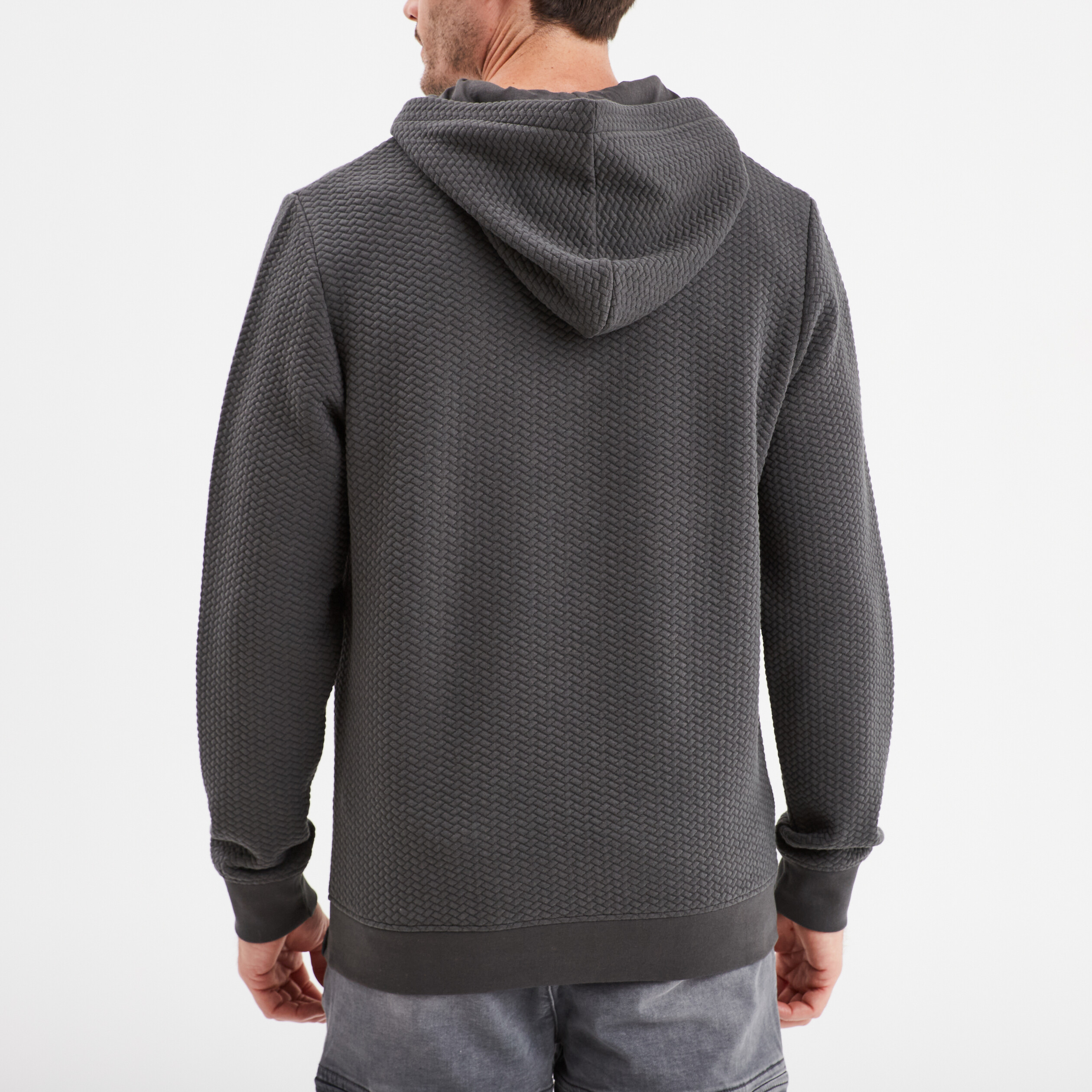 sweat a capuche hoodie 2 poches zippees vert kaki homme Sweat à capuche hoodie 2 poches zippées vert kaki homme