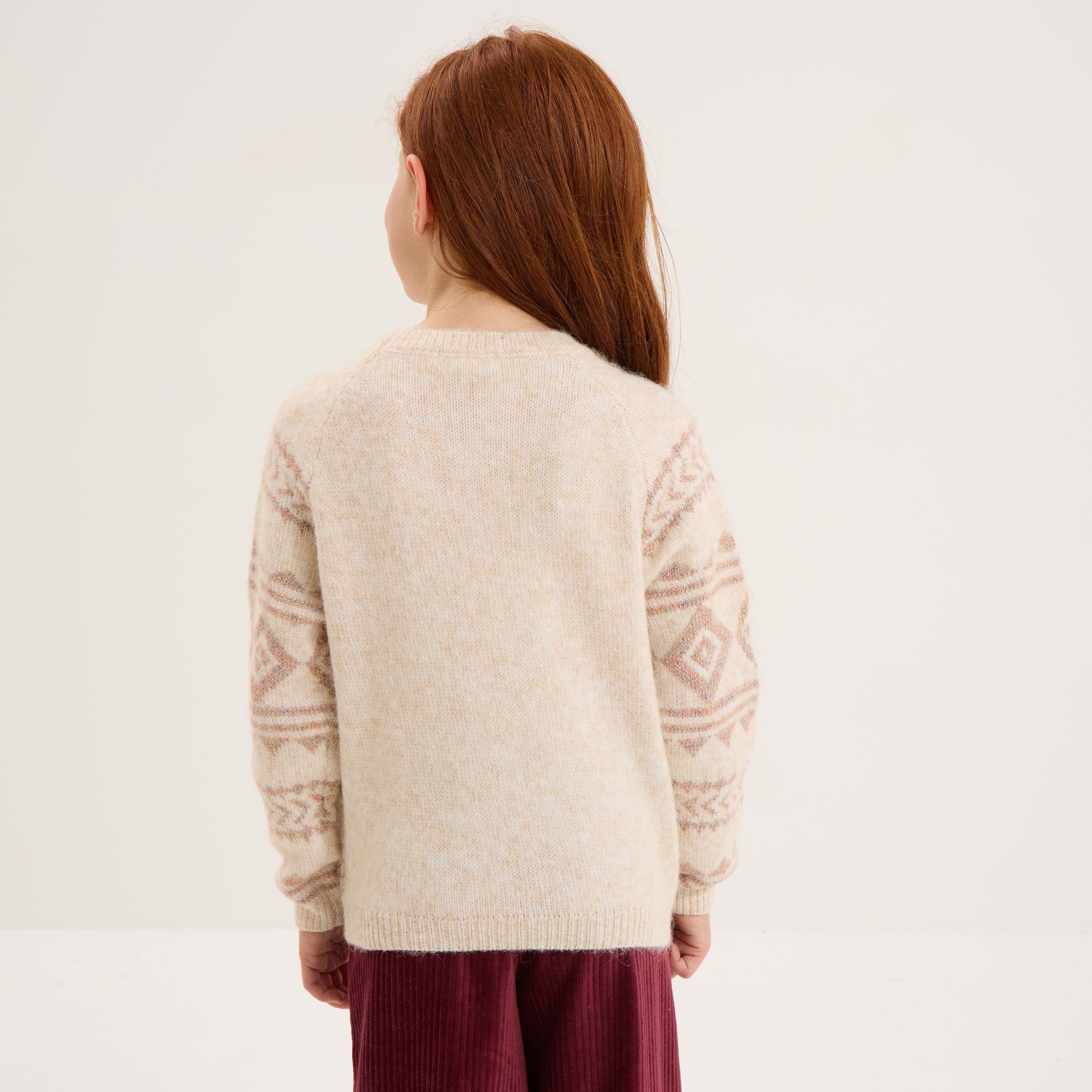 Pull en maille uni à col rond - Beige - Bébé garçon - 8.00