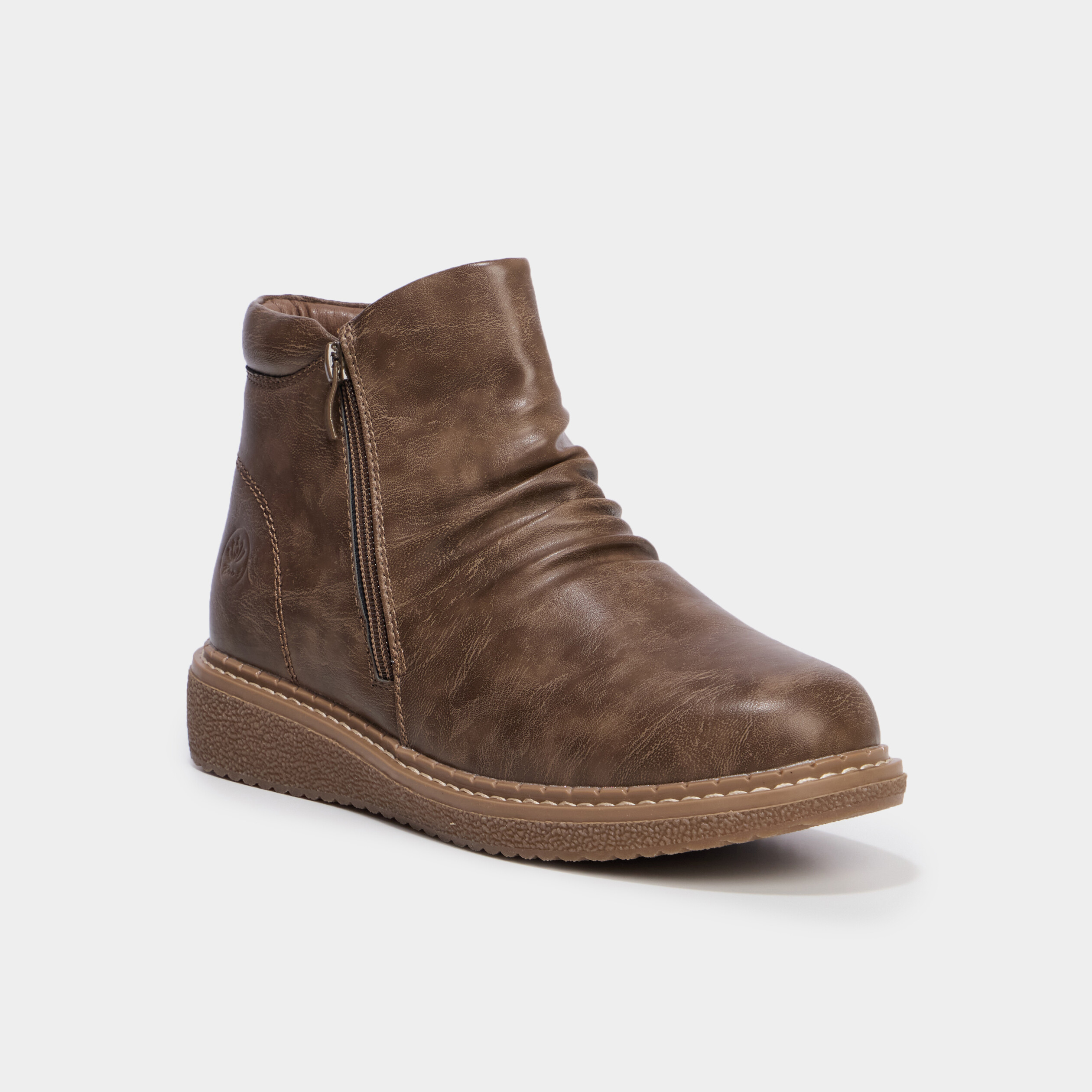 Boots effet pliss&eacute; taupe femme