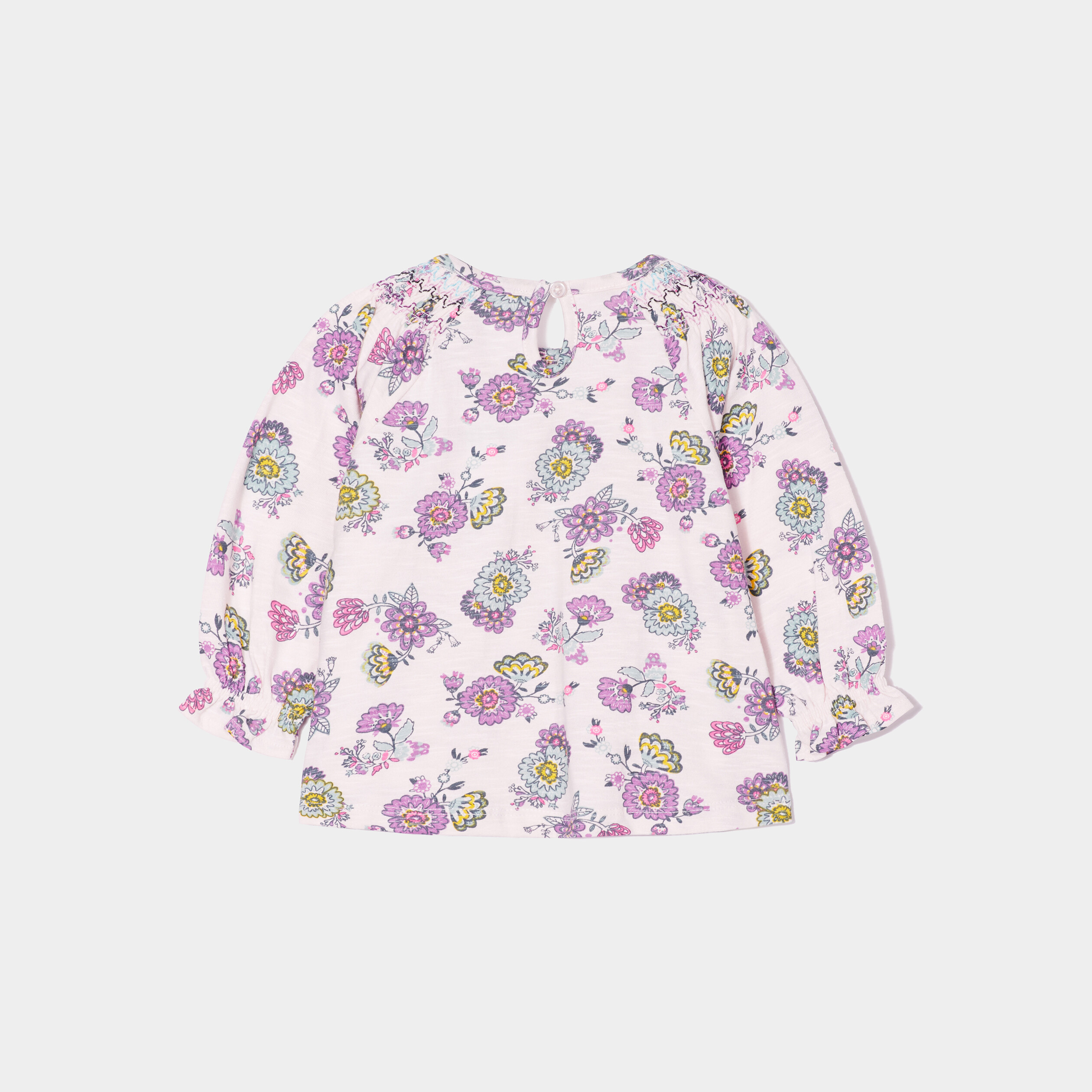 T-shirt col smocké Creeks rose pastel bébé fille