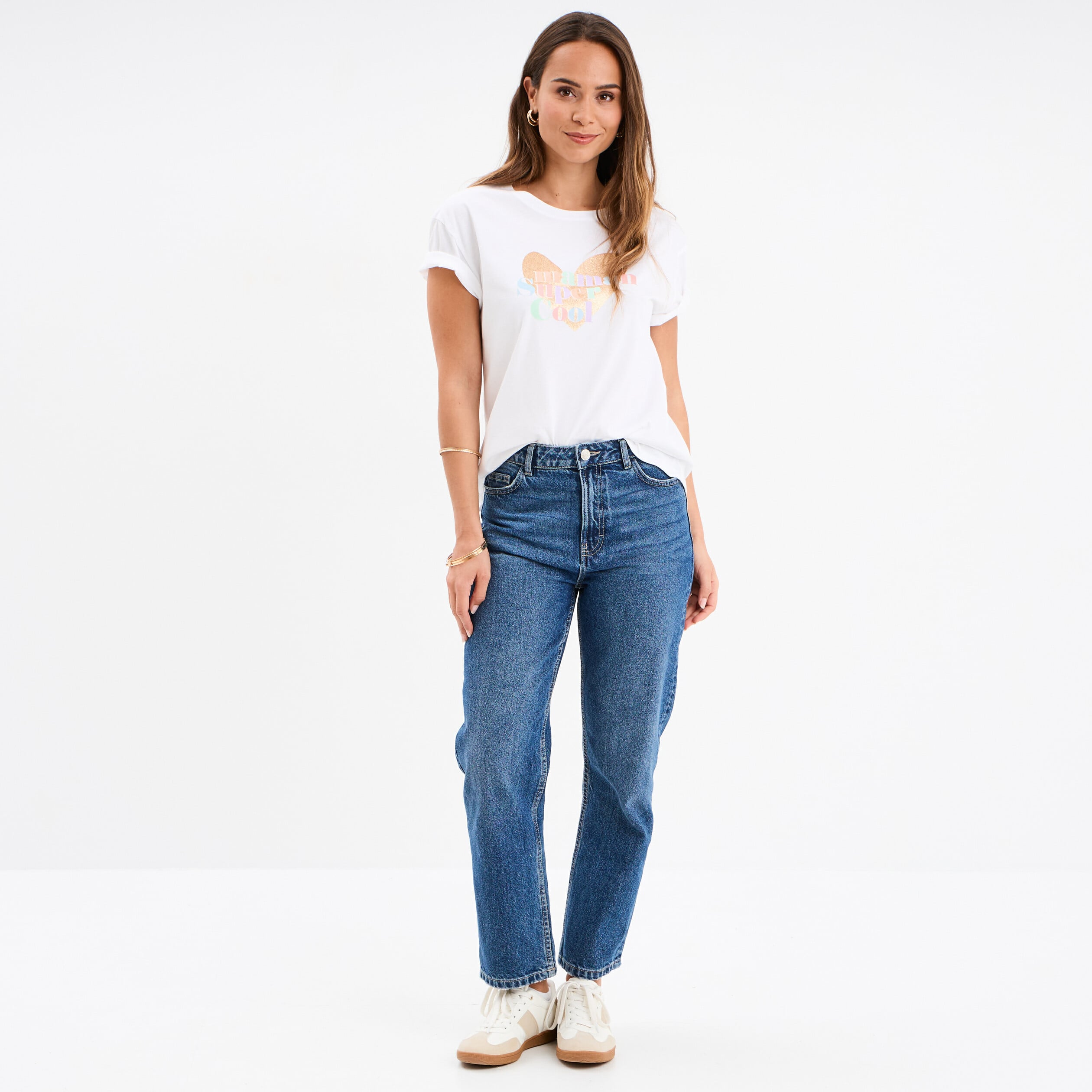 T-shirt F&ecirc;te des m&egrave;res &agrave; message coton blanc femme
