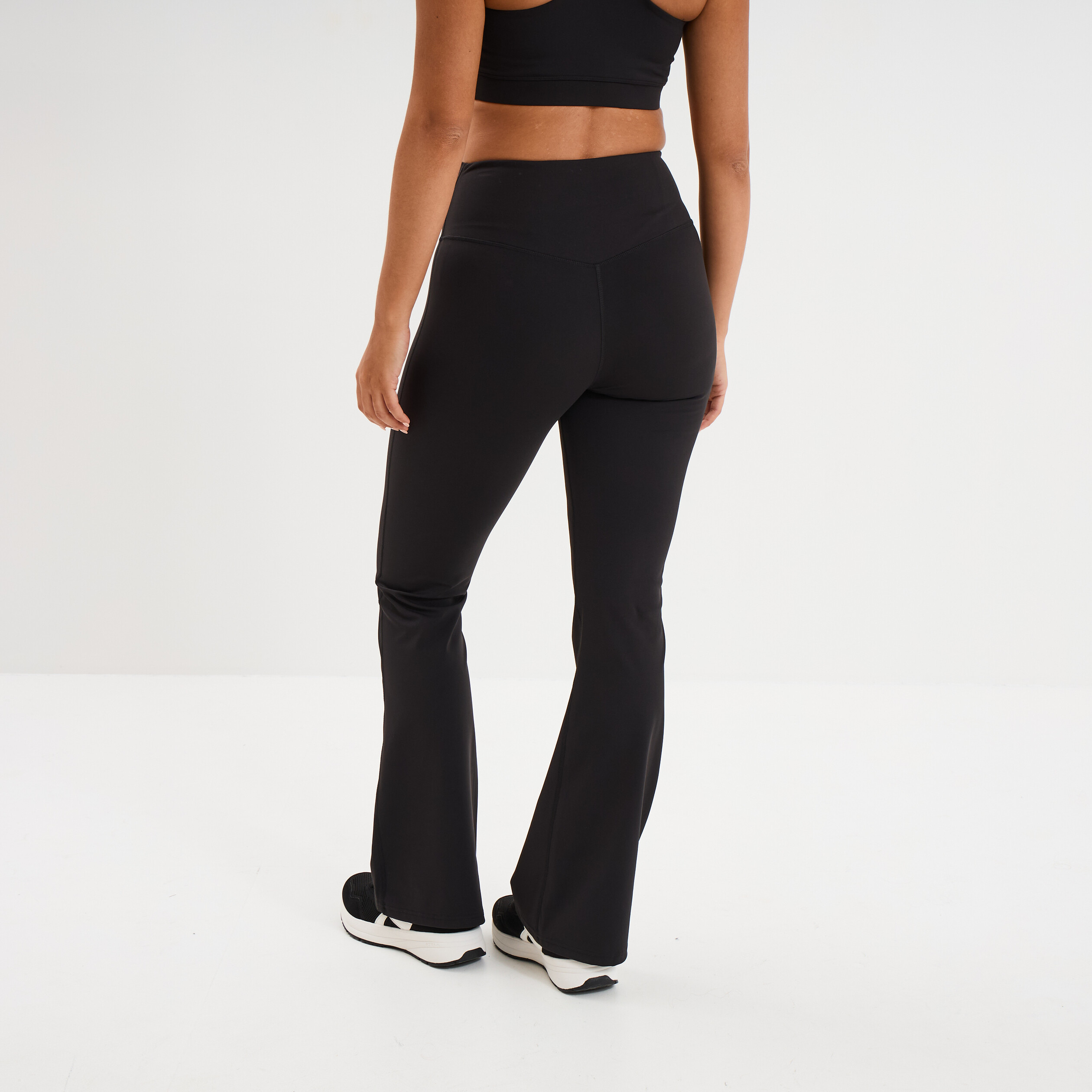 Legging de sport flare taille haute noir femme