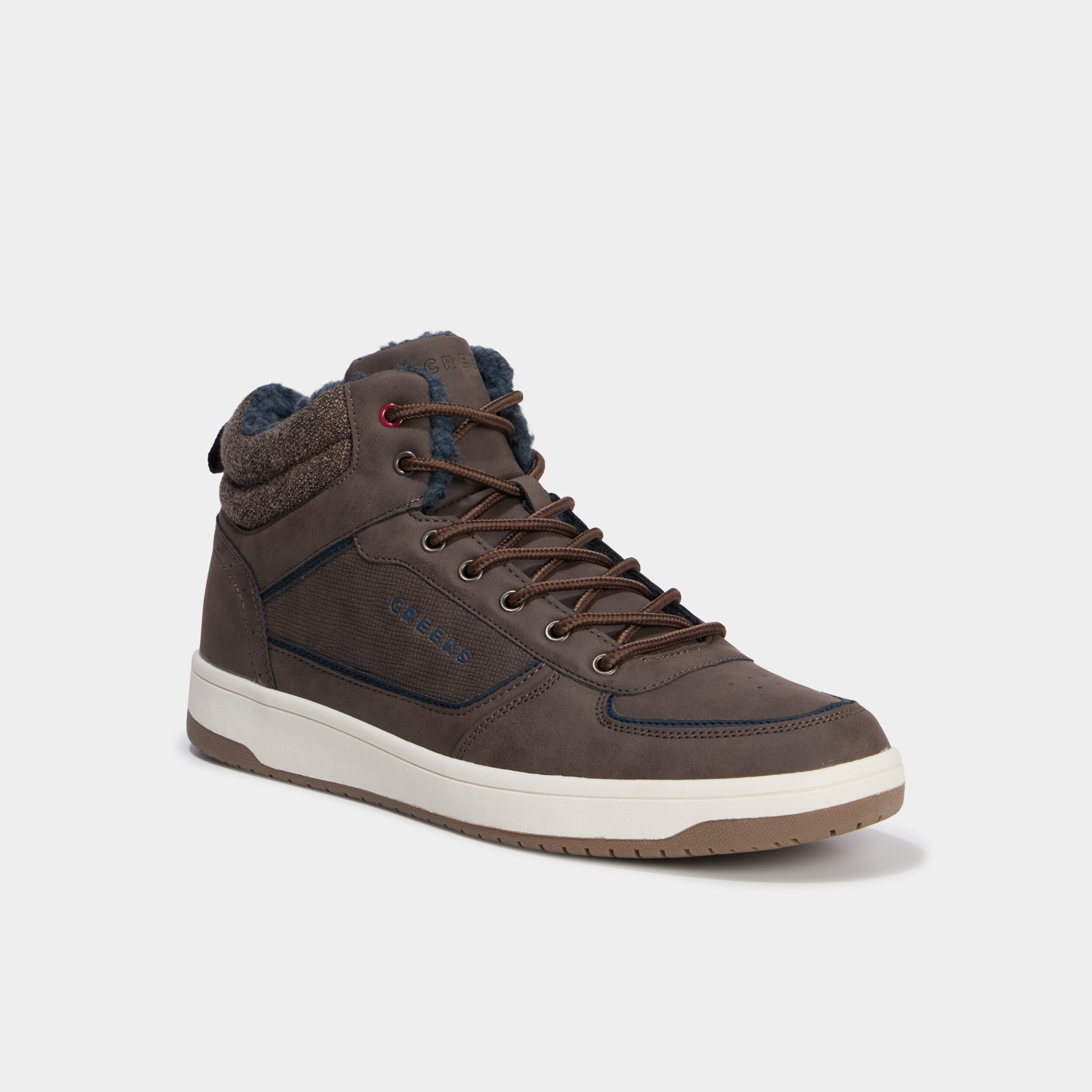 Baskets montantes fourr&eacute;es marron fonc&eacute; homme