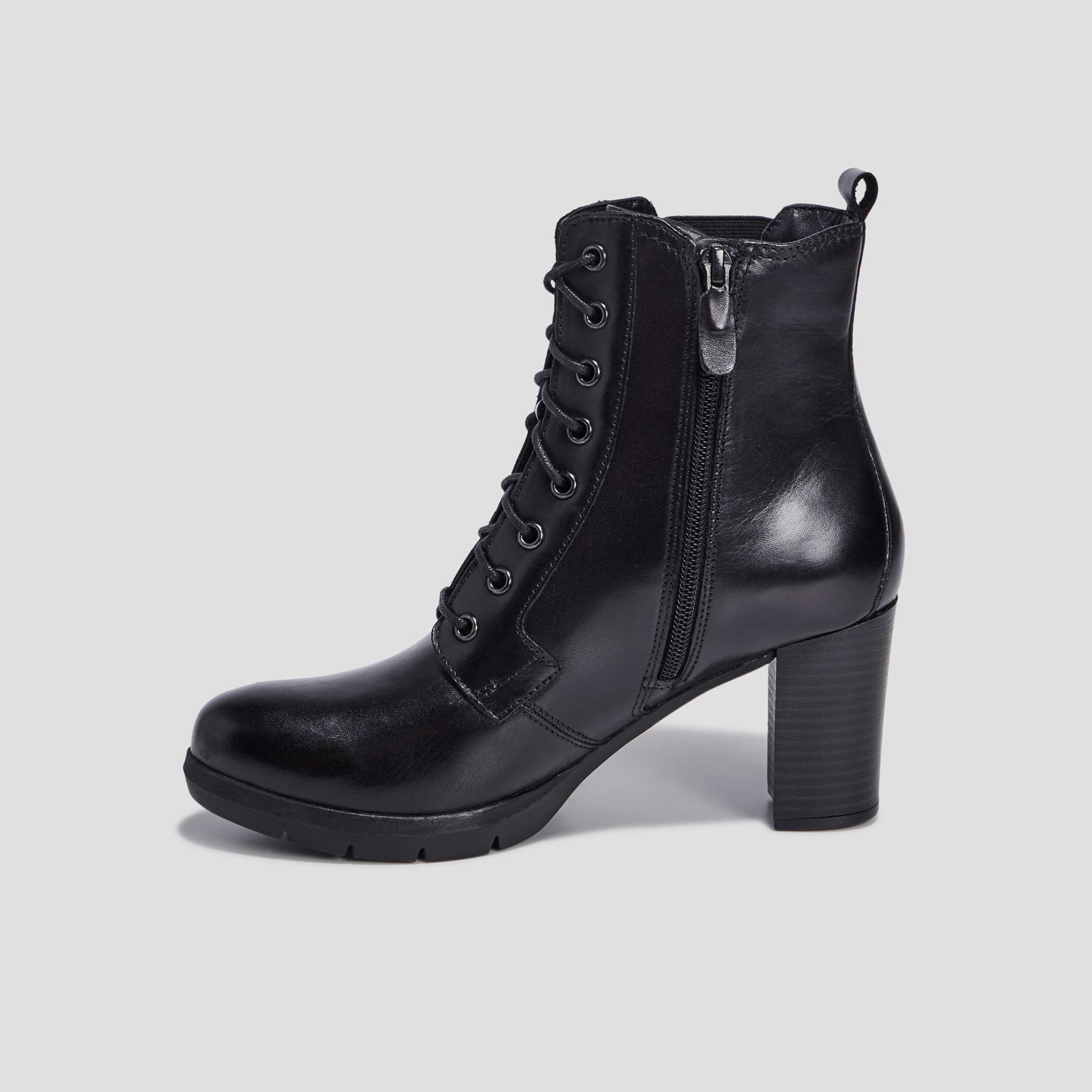 bottines a talons en cuir noir femme Bottines à talons en cuir noir femme