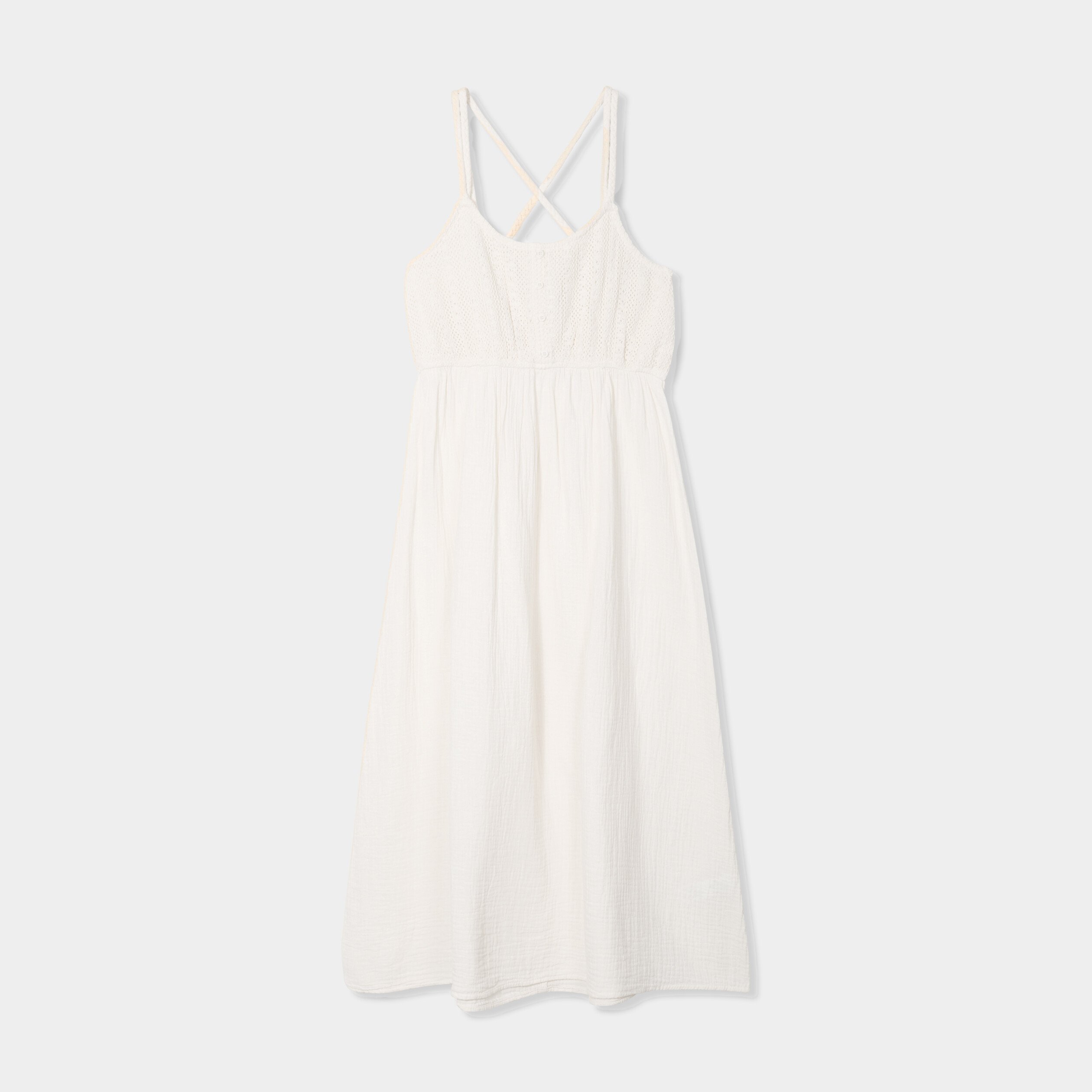 robe midi buste macrame en gaze de coton creme femme Robe midi buste macramé en gaze de coton creme femme