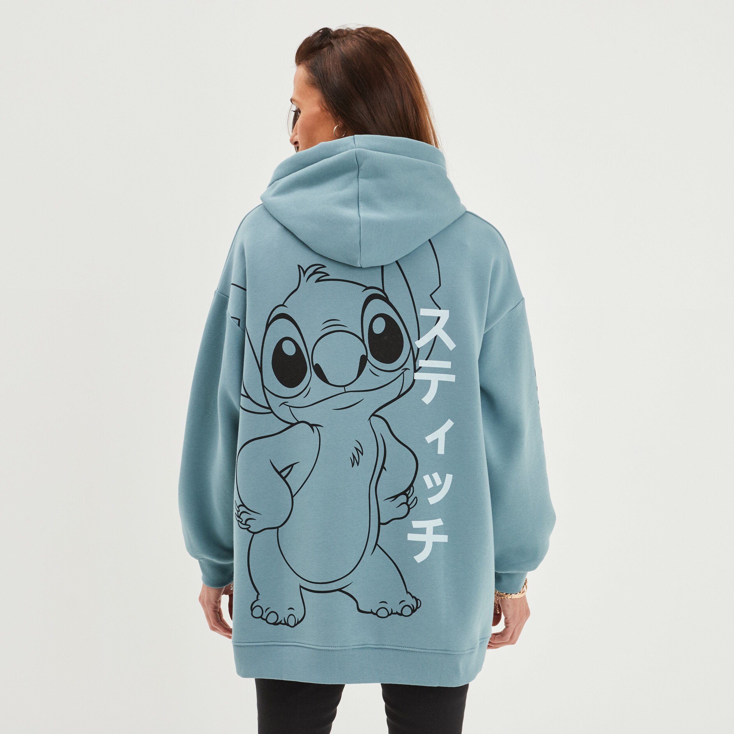 Sweat à capuche hoodie oversize Stitch bleu femme