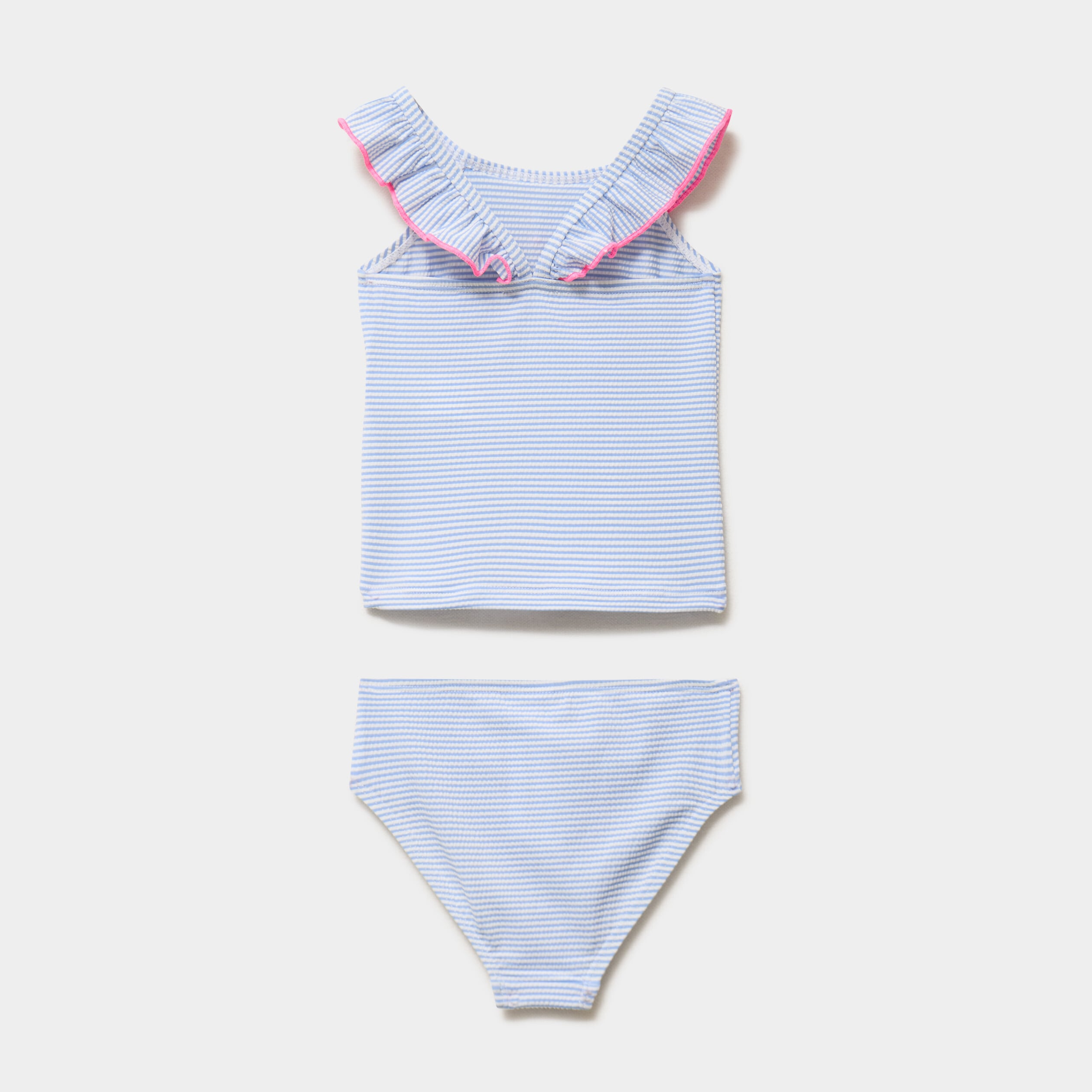 Maillot de bain 2 pi&egrave;ces volants bleu clair b&eacute;b&eacute; fille