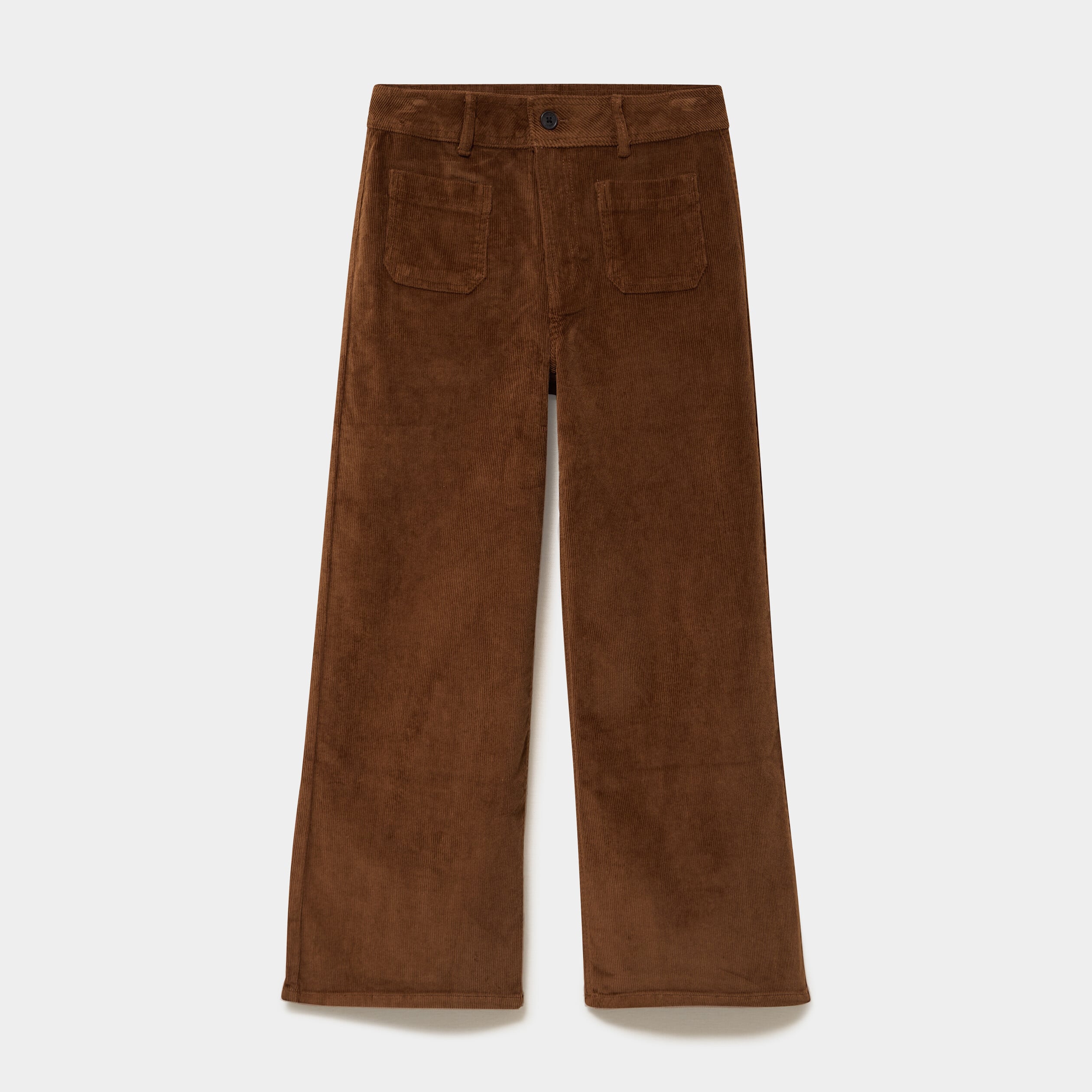Pantalon effet velours flare 7/8&egrave;me marron femme