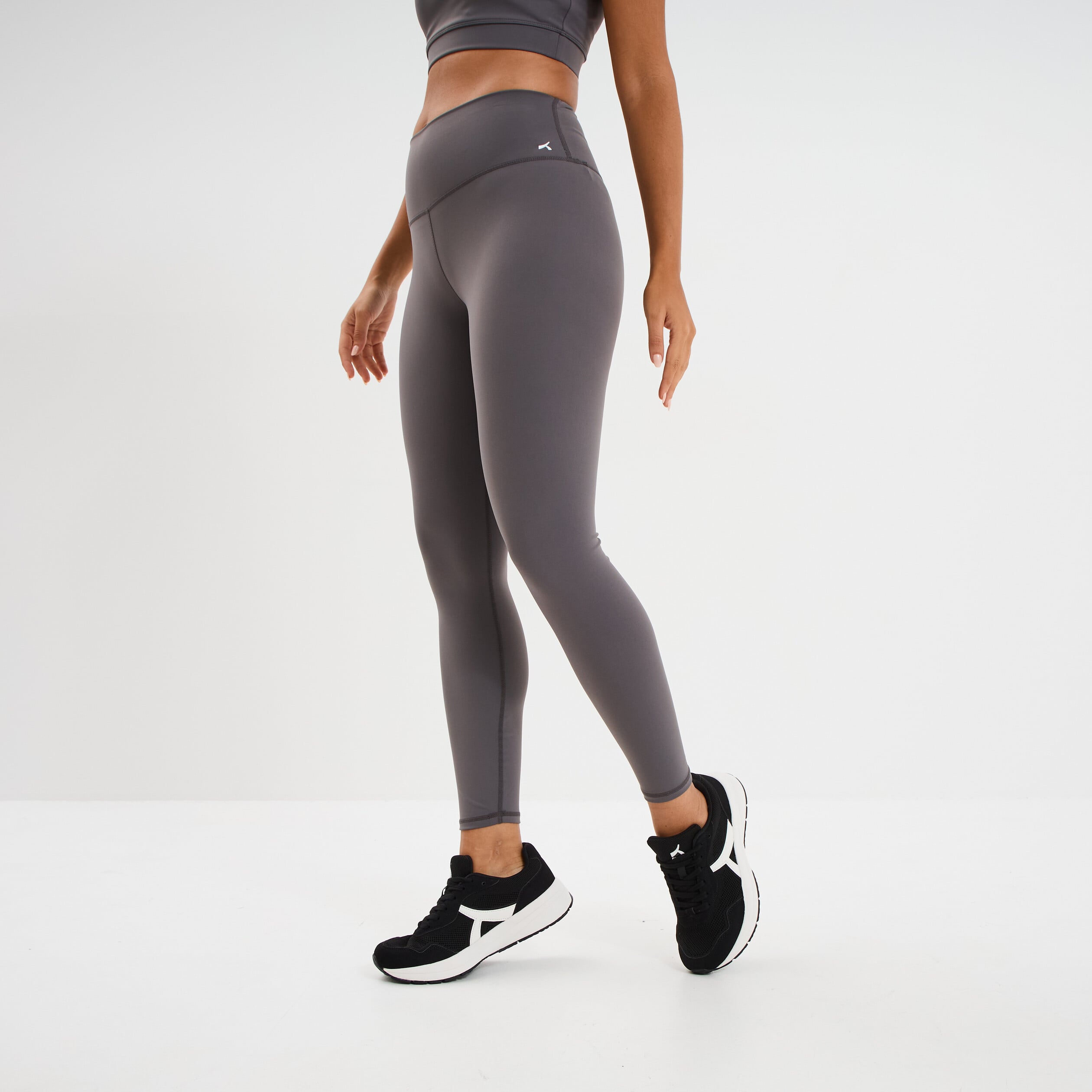 Legging de sport gainant taille haute gris fonc&eacute; femme