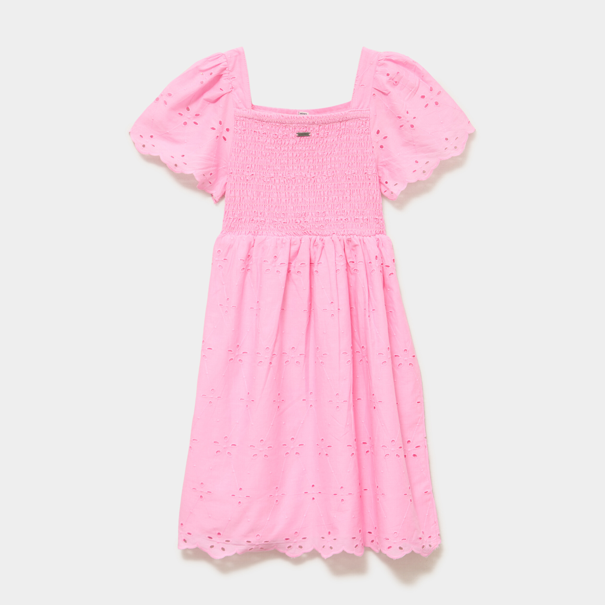 Robe c&eacute;r&eacute;monie broderie anglaise smock&eacute; rose fille