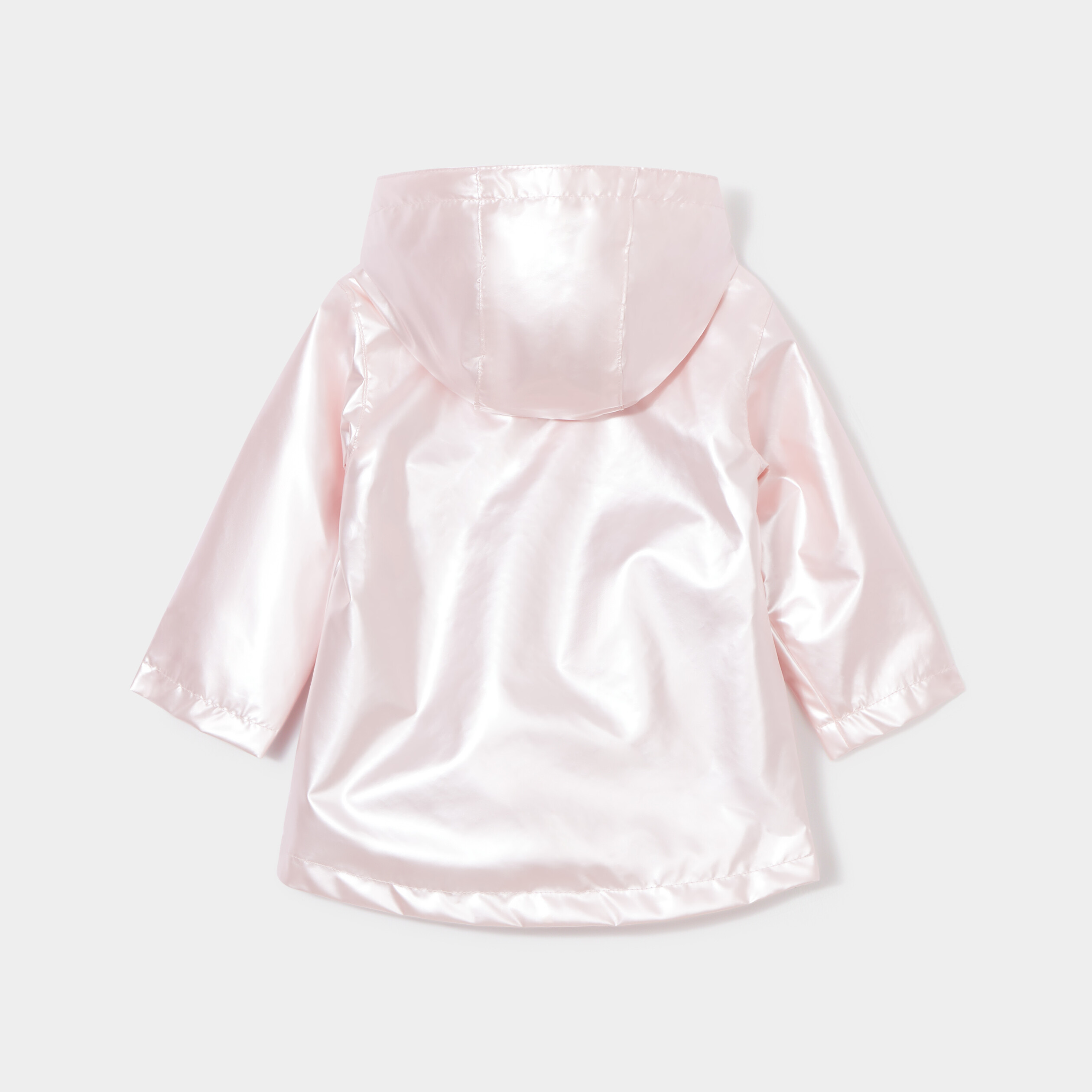 parka impermeable a capuche metallisee rose poudree bebef Parka imperméable à capuche métallisée rose poudrée bébé fille
