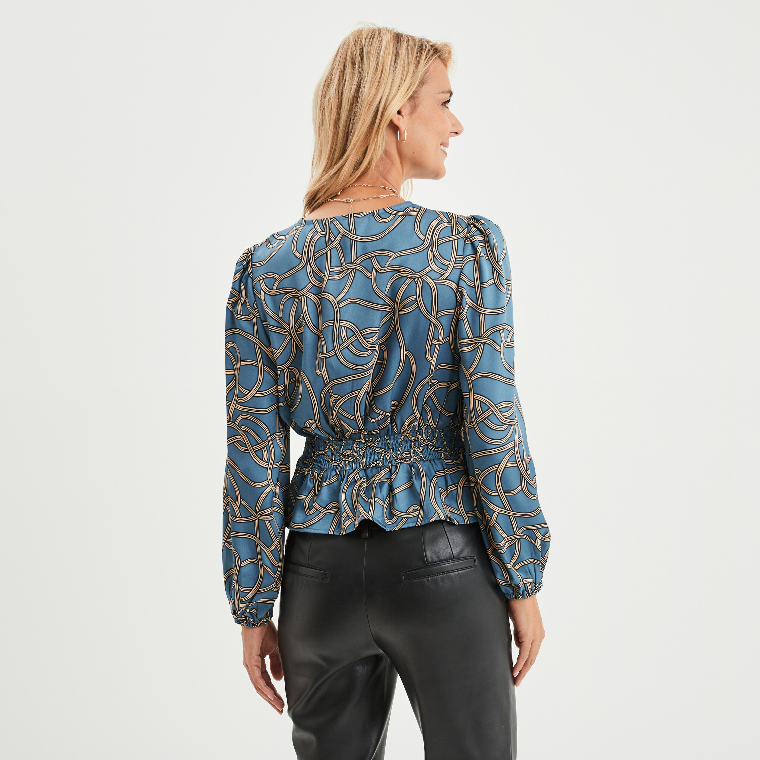 blouse satin cintree mosquitos bleu petrole femme Blouse satin cintrée Mosquitos bleu pétrole femme