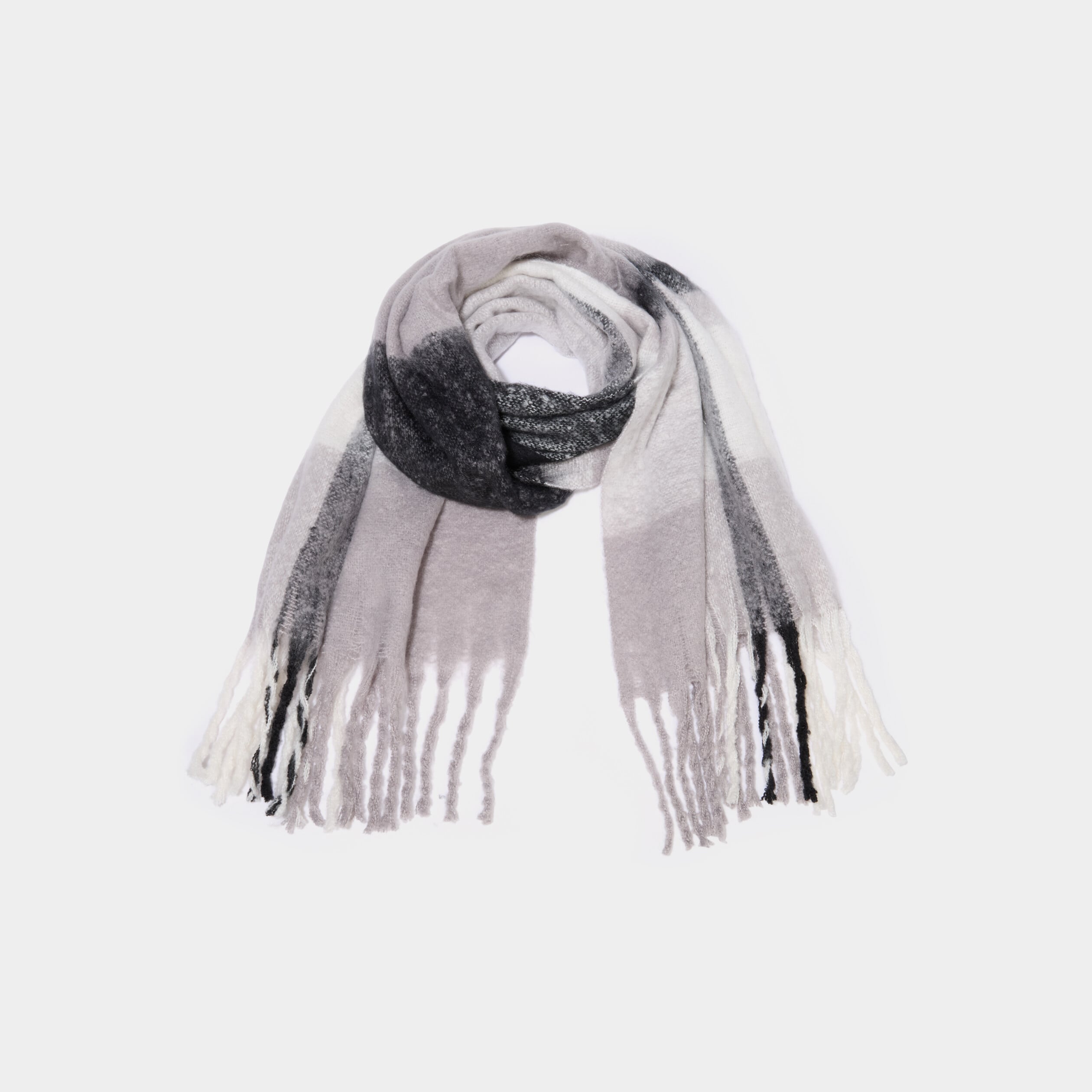 &Eacute;charpe &agrave; franges gris femme