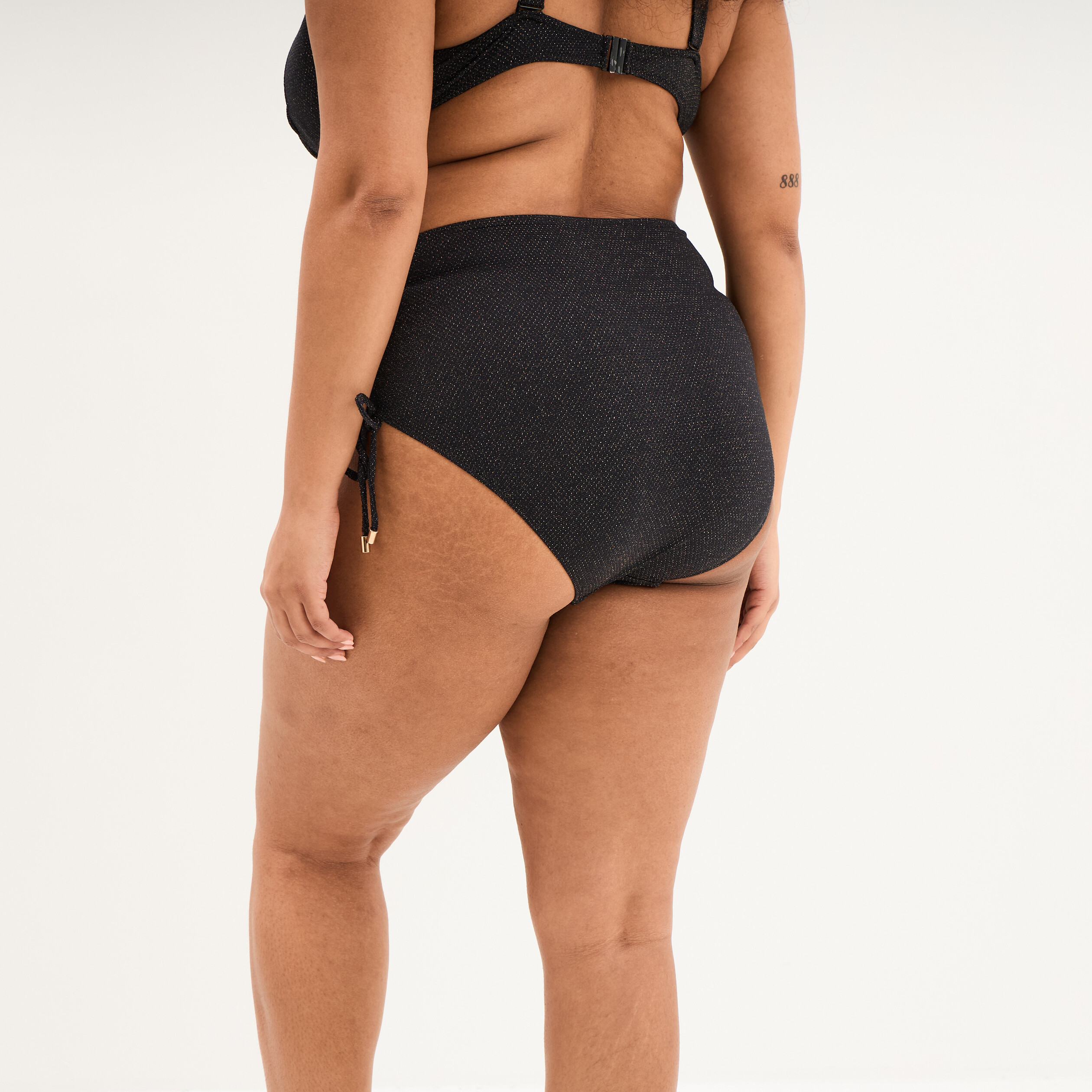 Bas de maillot de bain culotte haute noir femme grande taille