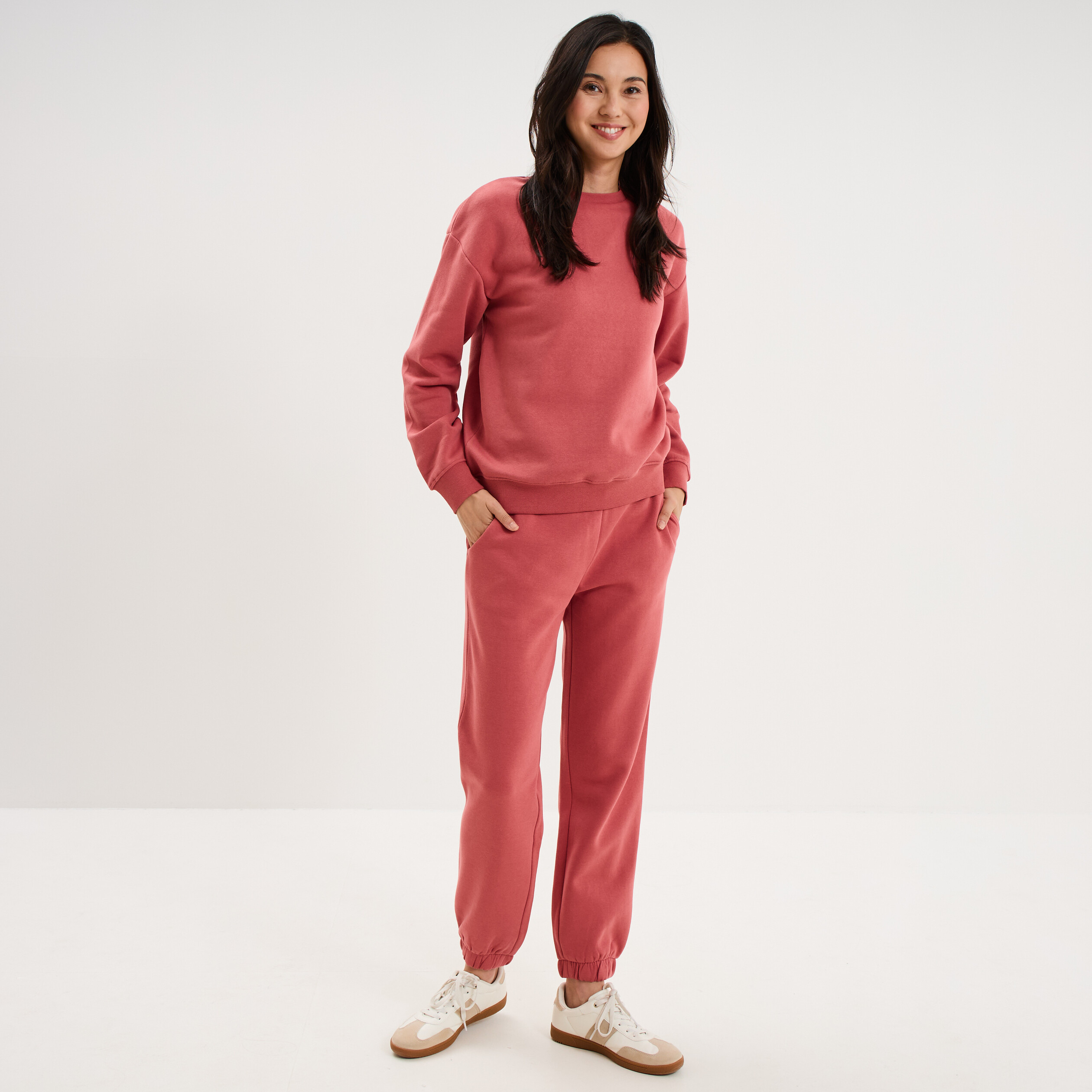 Pantalon de jogging molletonn&eacute; vieux rose femme