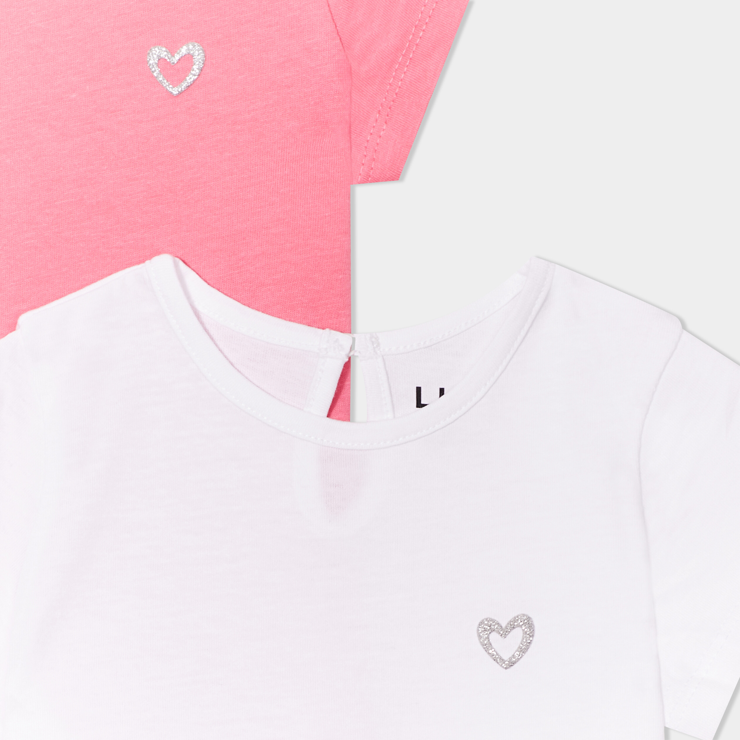 lot de 3 t shirts manches courtes coton rose clair bebef Lot de 3 t-shirts manches courtes coton rose clair bébé fille