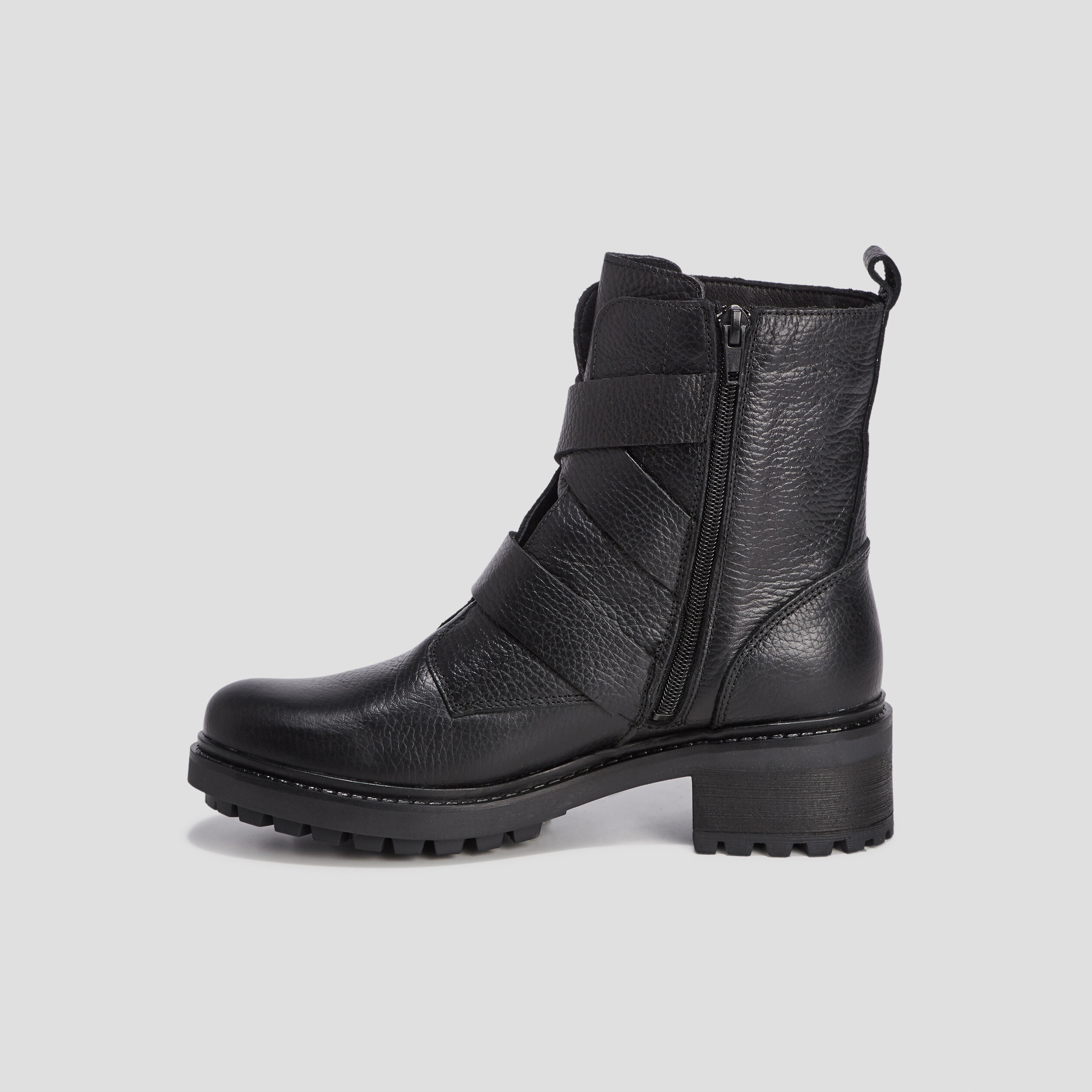 bottines en cuir avec boucles noir femme Bottines en cuir avec boucles noir femme