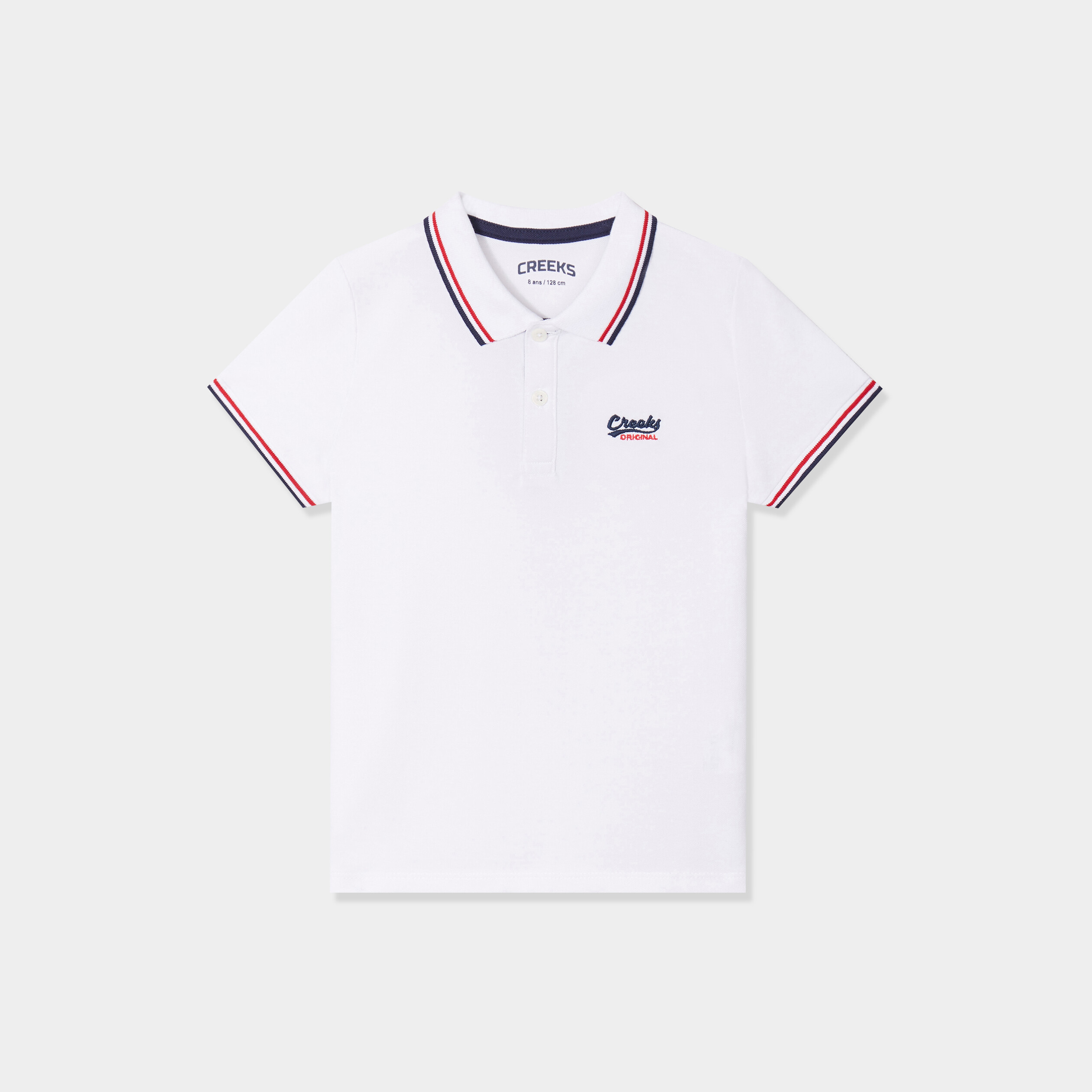 Polo manches courtes coton blanc gar&ccedil;on