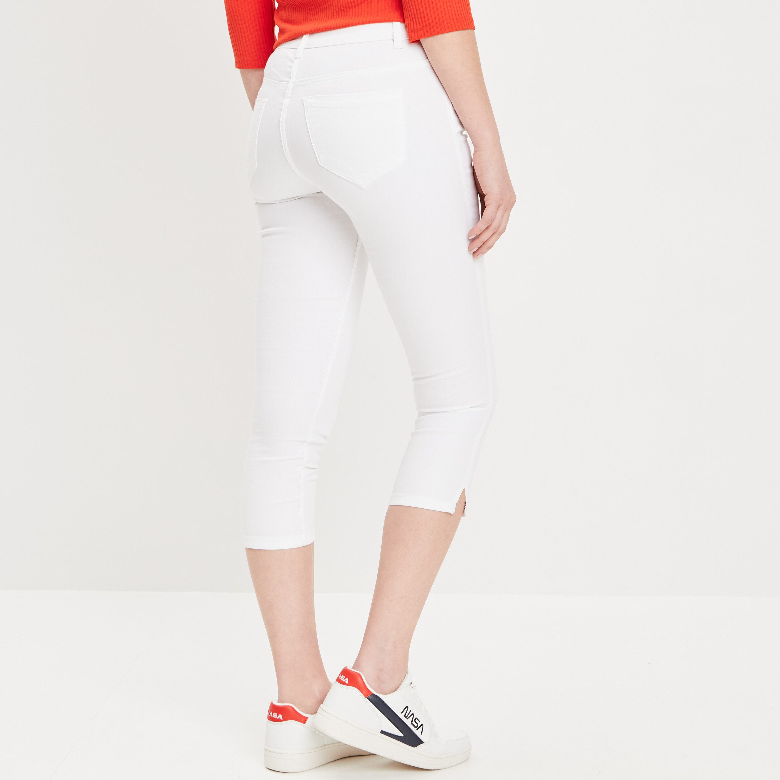 pantacourt slim taille standard blanc femme Pantacourt slim taille standard blanc femme