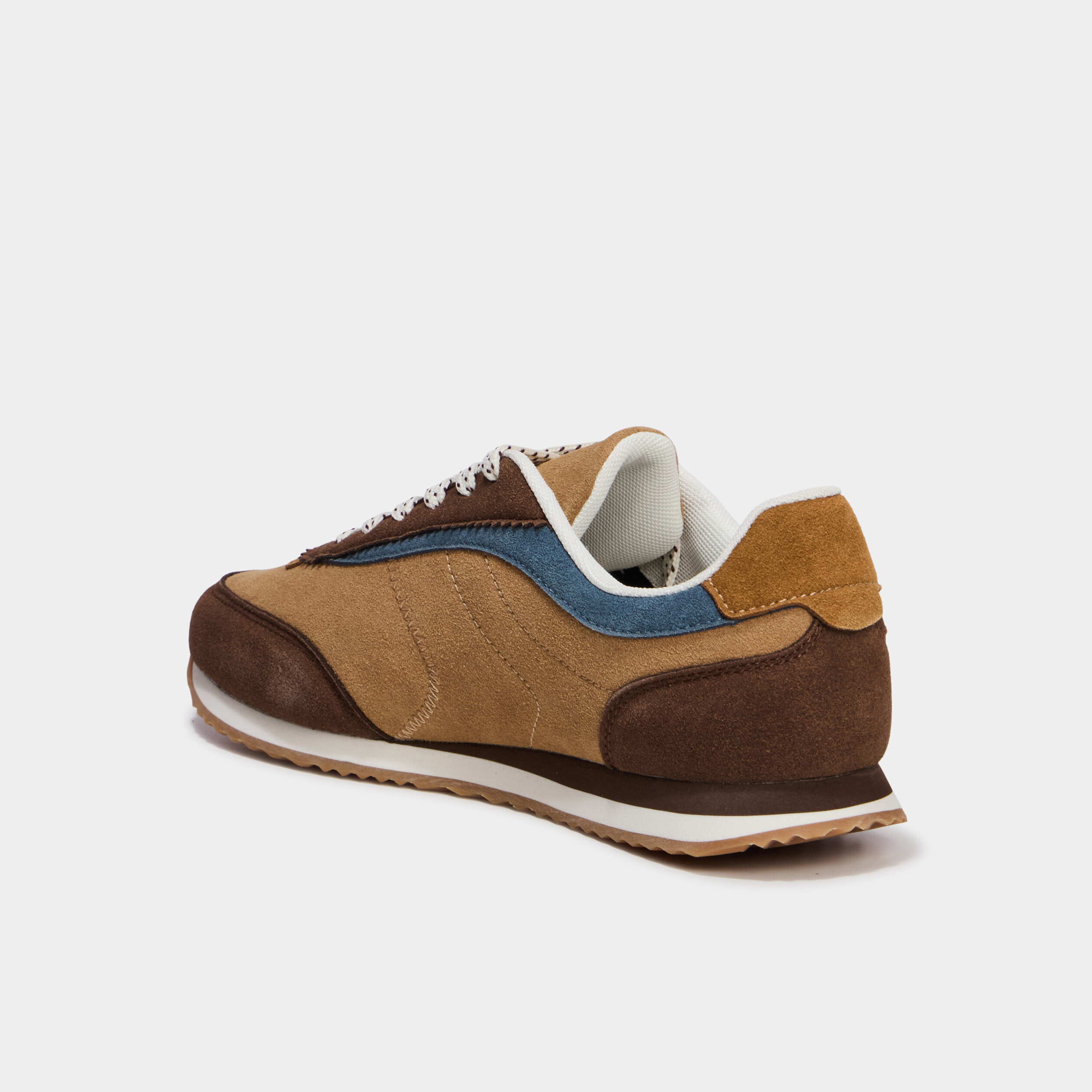Baskets su&eacute;dine &agrave; lacets marron fonc&eacute; femme