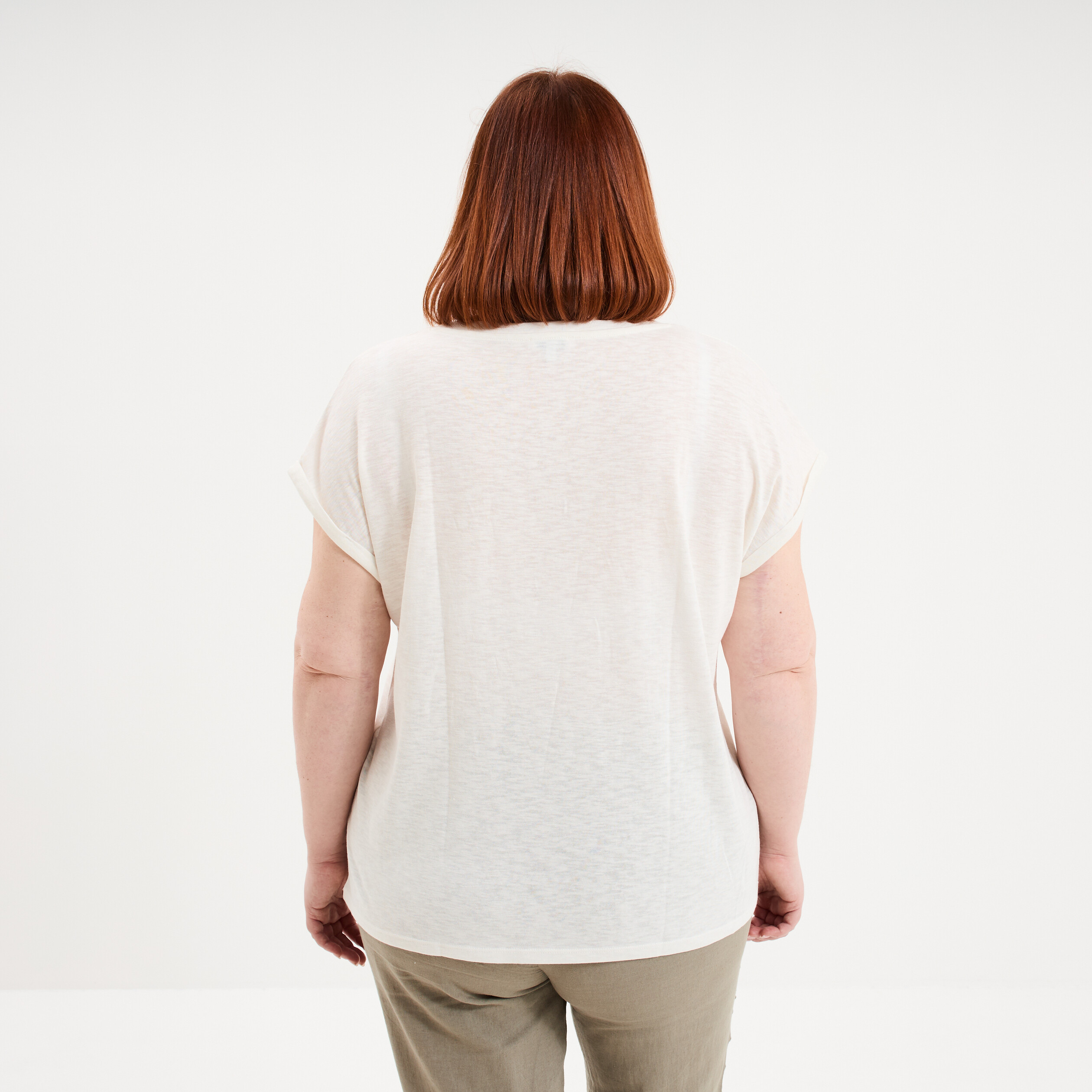 T-shirt droit manches courtes col rond blanc femme grande taille