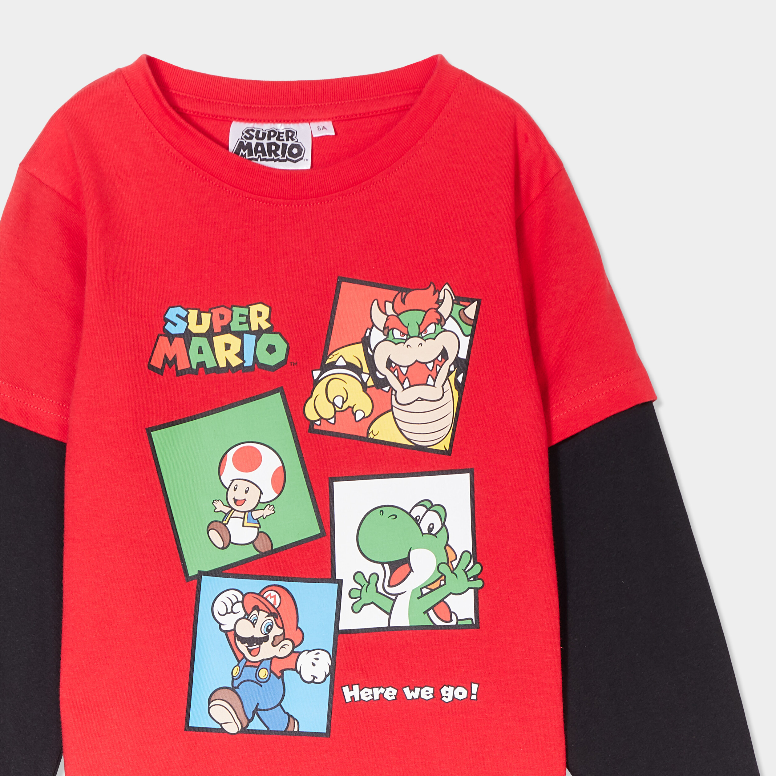 t shirt manches longues super mario rouge garcon T-shirt manches longues Super Mario rouge garçon